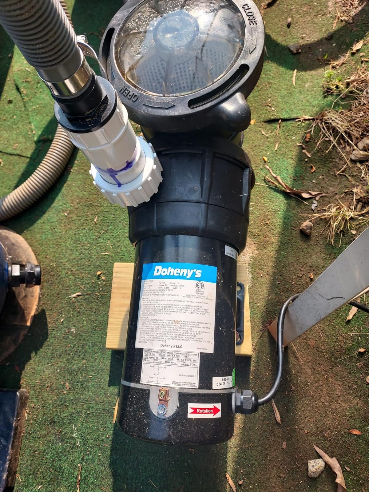 Doheny's 1.5 HP Above Ground Swimming Pool Pump | 115V, 83 GPM (1.2 THP) | Stainless Steel Shaft, Reinforced Thermoplastic, Low-Noise, High-Efficiency | 1.5