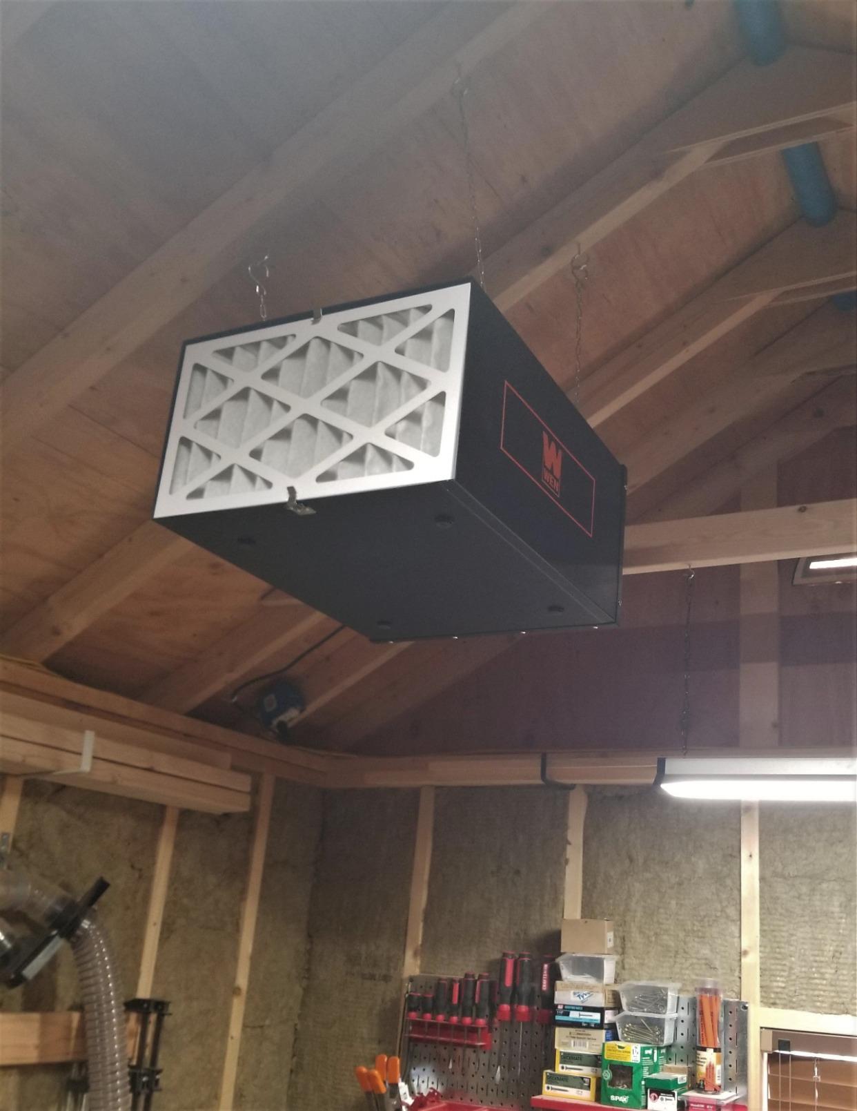 WEN 3410 3-Speed Remote-Controlled Air Filtration System (300/350/400 CFM), Basic w/ RF Remote (400 CFM), Black customer photo 2