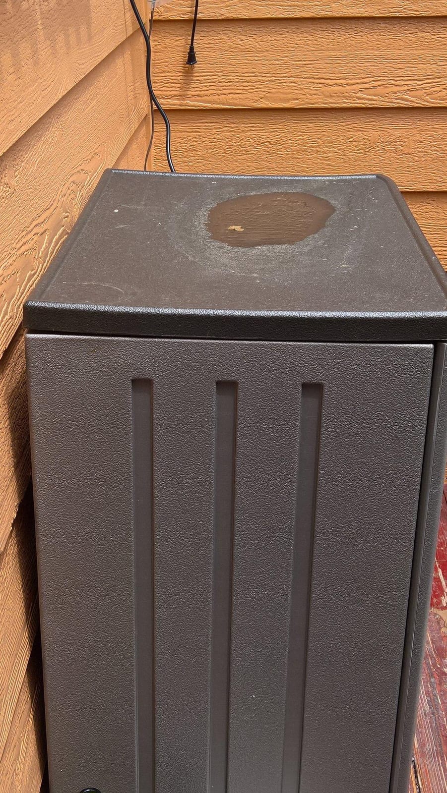 Suncast Base Storage Cabinet for Garage Organization, 9 Cu. Ft. Capacity, Platinum Metallic & Slate - Lockable Multi-Wall 2-Shelf Resin Organizer for Garden Supplies, Paint Cans & Outdoor Tools customer photo 1