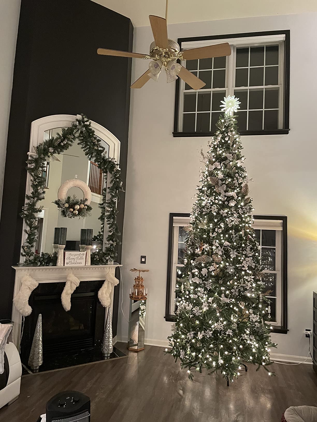 National Tree Company 12ft Pre-Lit Tiffany Fir Slim Christmas Tree | 1,200 Clear Lights, 4,828 Tips, Includes Stand, Artificial, Green customer photo 1