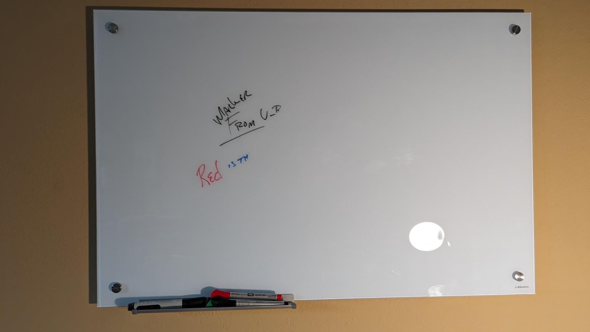 U Brands Glass Whiteboard 36