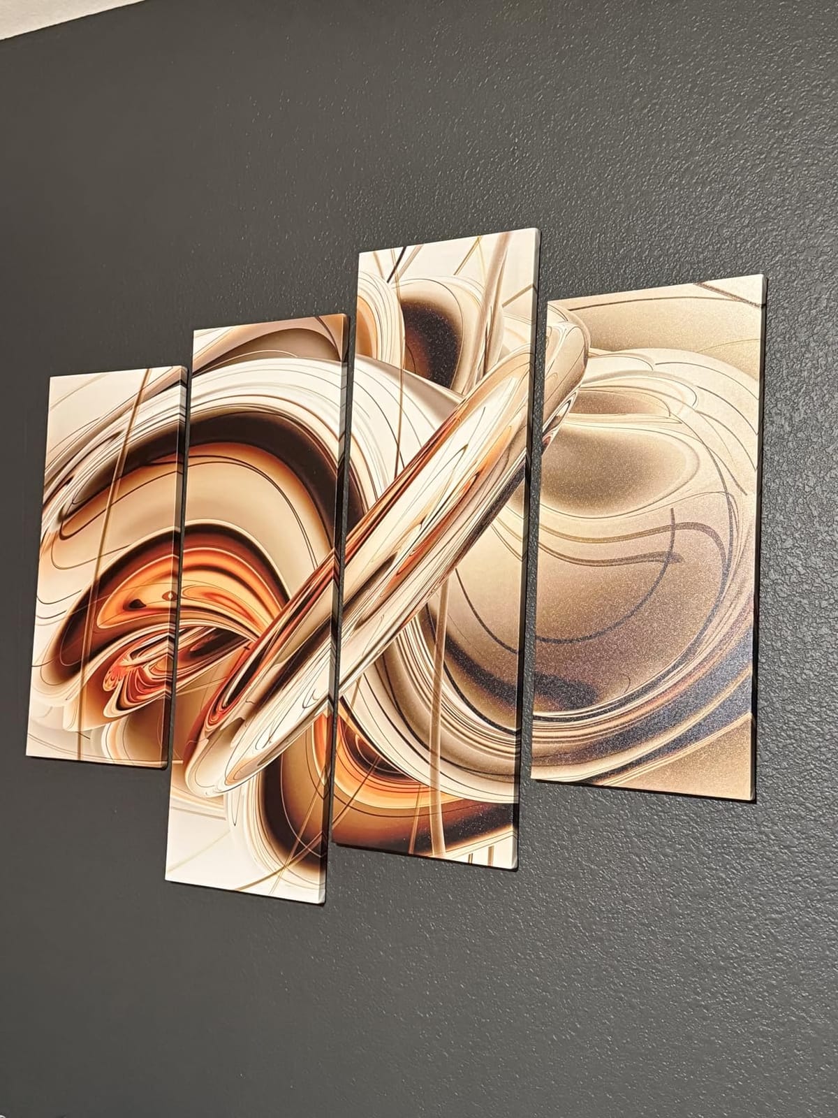 First Wall Art - Abstract Orange Brown White Lines Wall Art Painting The Picture Print On Canvas Abstract Pictures for Home Decor Decoration Gift customer photo 2