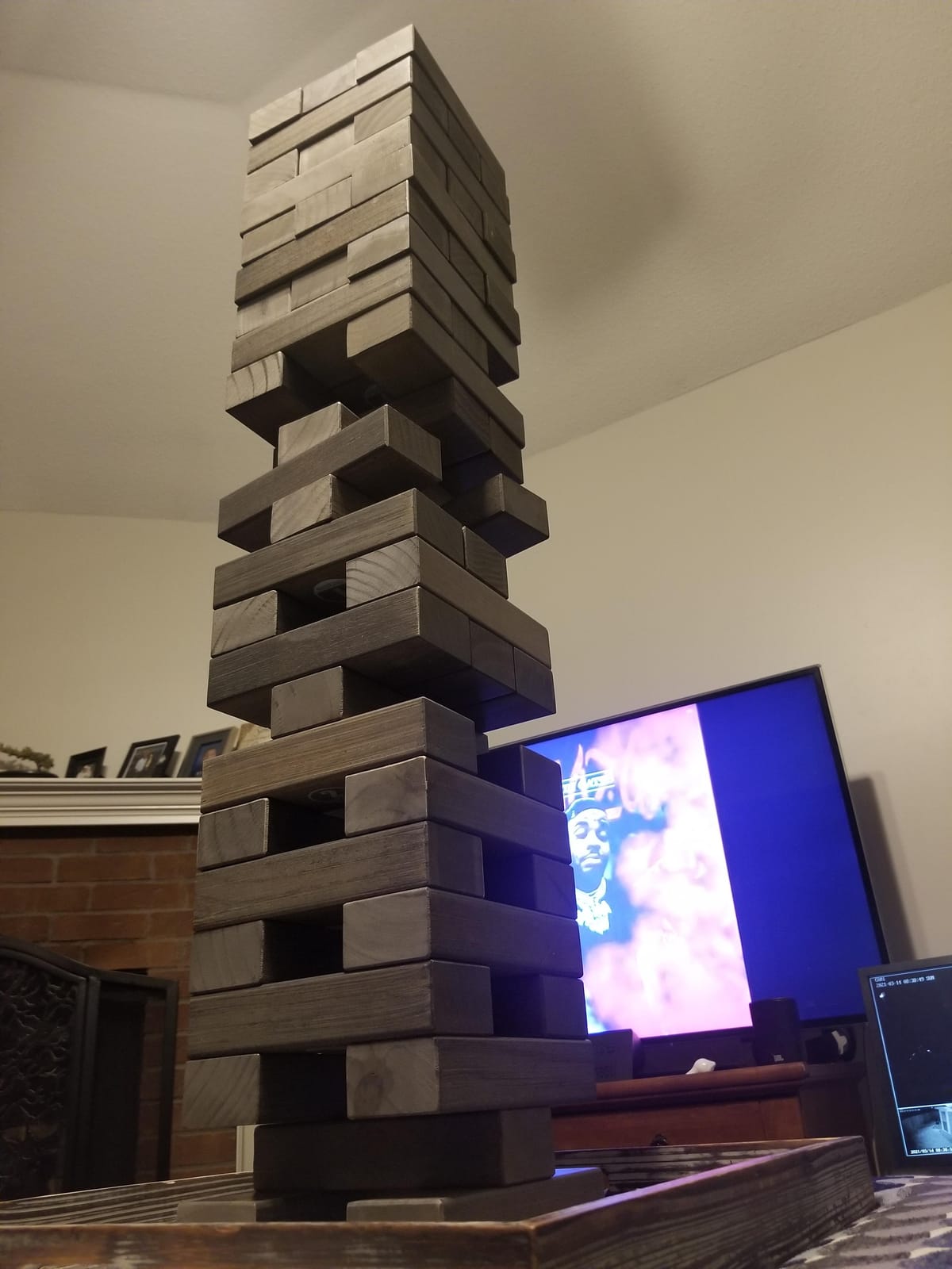 GoSports Giant Wooden Stacking Game - Stacks Up to 5 ft - Choose Brown Wood Stain, Gray, Natural, Stars & Stripes, or Tropical Hardwood - Toppling Tower customer photo 2