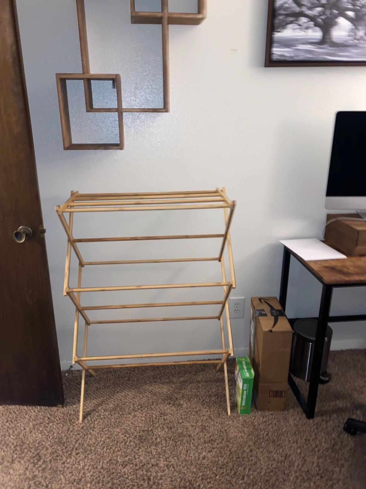 Home IT Wooden Clothes Drying Rack for Laundry - Foldable & Pre-Assembled customer photo 2