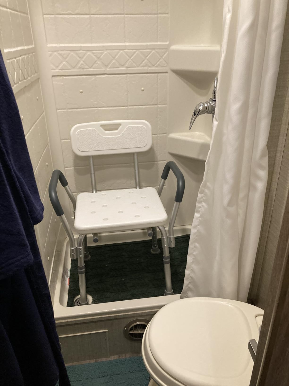 Drive Medical Premium Shower Chair with Back and Padded Arms, White | Shower Chair with Back and Padded Arms, Adjustable Height Seating for Safety and Comfort, Supports 350 Pounds customer photo 2
