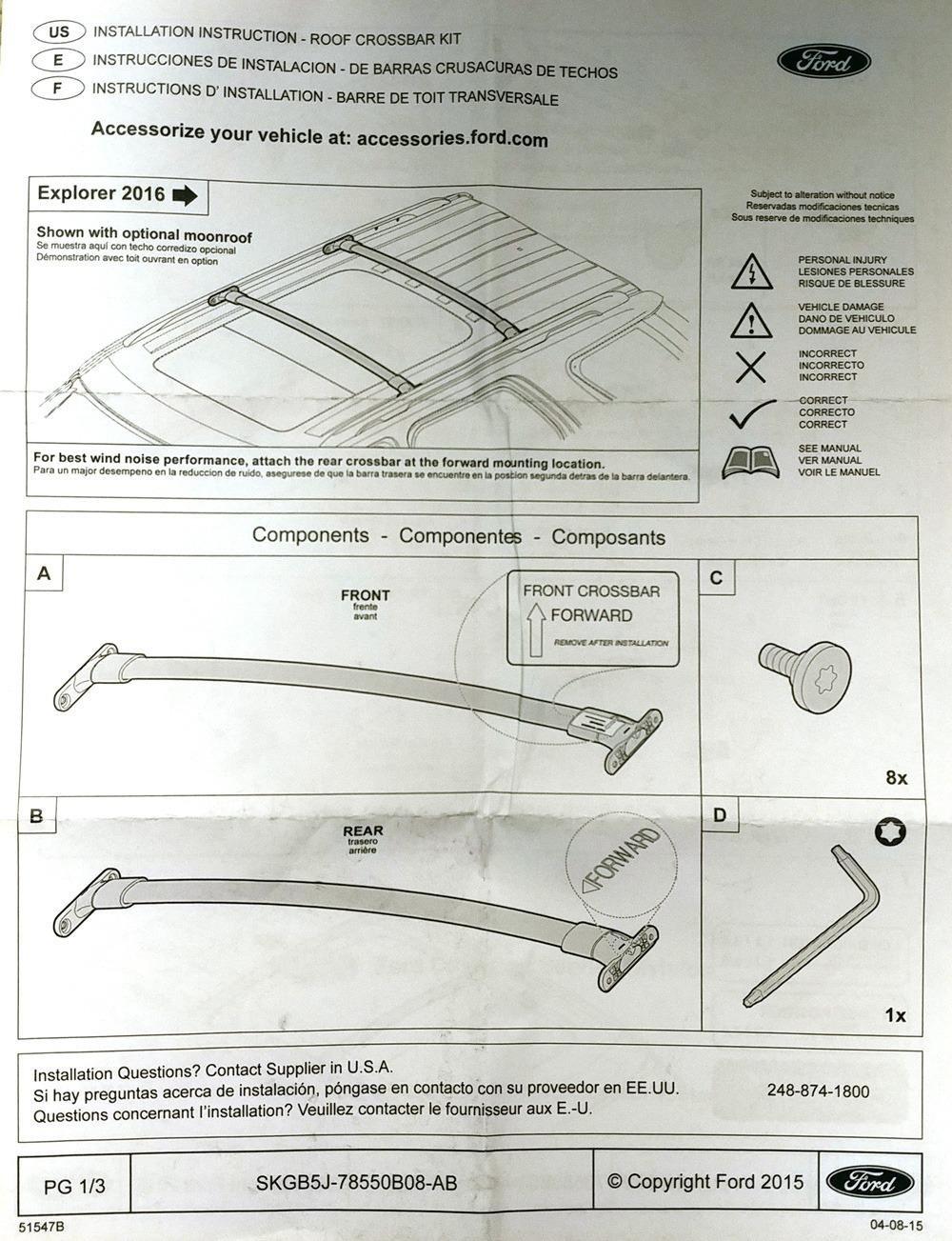 Ford GB5Z-7855100-AB Black Roof Rack Cross Bar, 2 Piece (OEM) customer photo 1