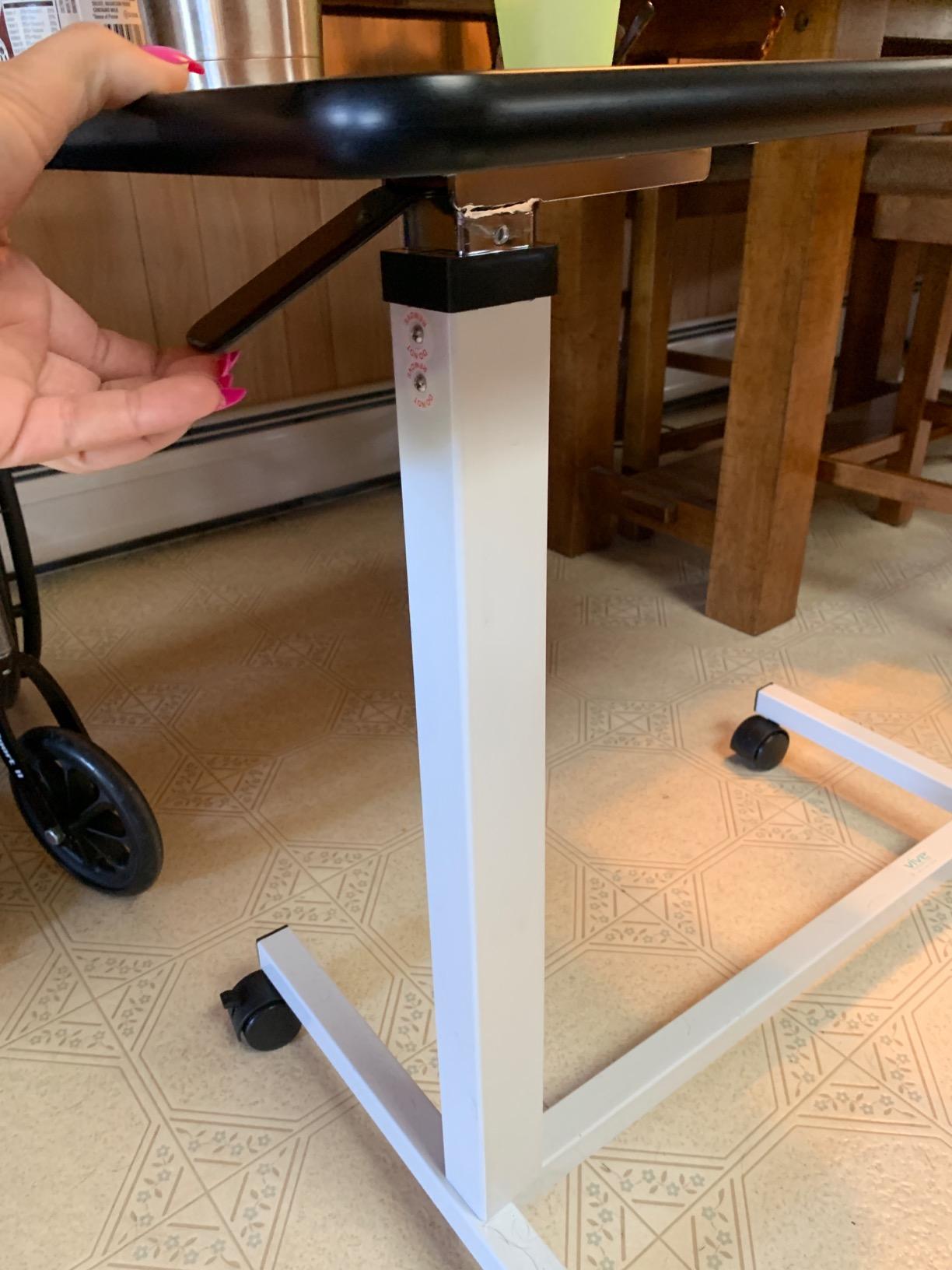 Vive Overbed Table (XL) - Hospital Bed Table - Swivel Wheel Rolling Tray | Adjustable Over Bedside Home Desk customer photo 1
