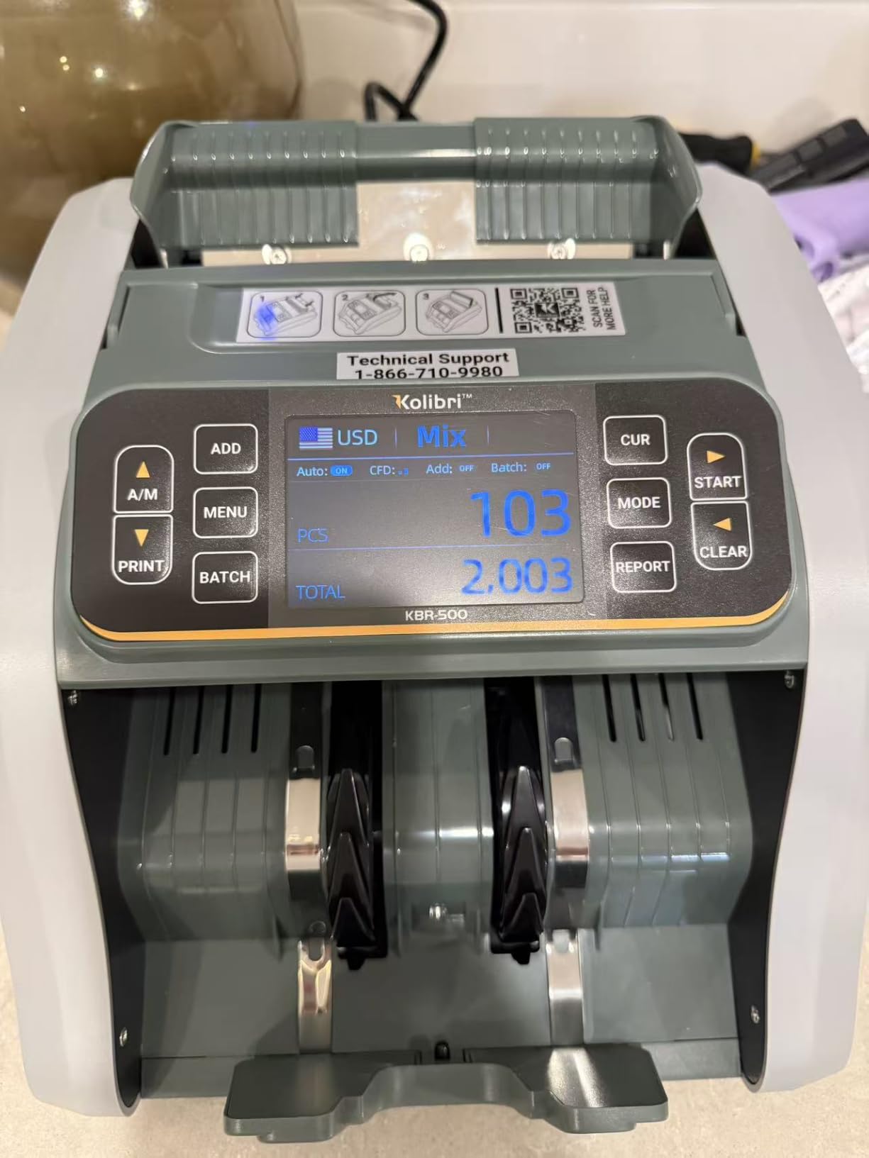 KOLIBRI UV/MG Money Counter Machine I UV/MG I Set Value Count I LCD Display I Business Grade I Dollar, Euro I Advanced UV/MG/IR/DD/HLF Detection I 1,500 Notes/Min I 1-Year Warranty customer photo 1