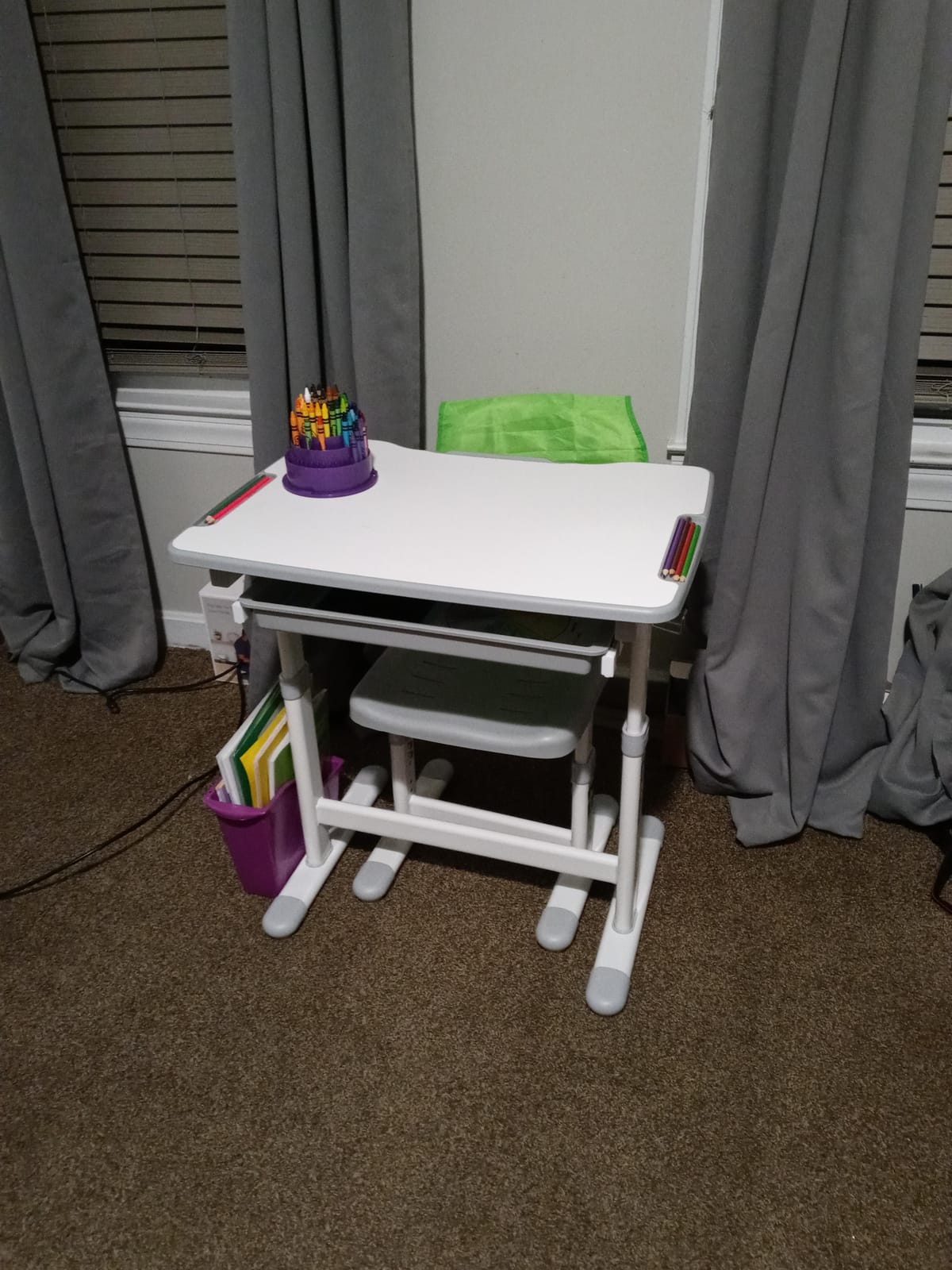 VIVO Gray Children's Desk and Chair Set, DESK-V201G | Height Adjustable, Kids' Interactive Workstation for School Writing Study Play, Tilting Desktop with Pullout Storage Drawer customer photo 2