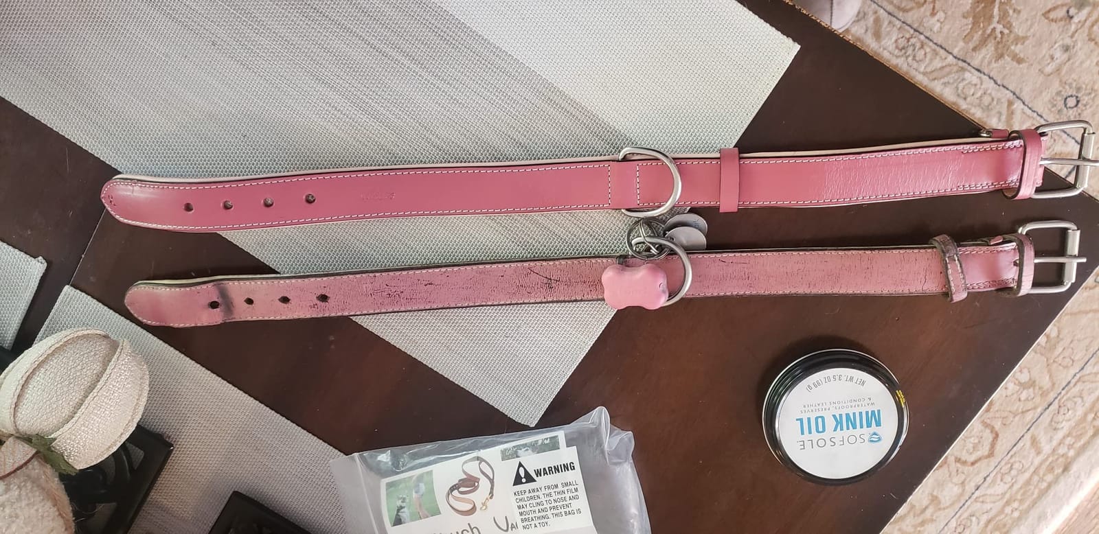 Padded Leather Dog Collar, Gray and Blue, Size Large, Real Genuine Full Grain Leather customer photo 1