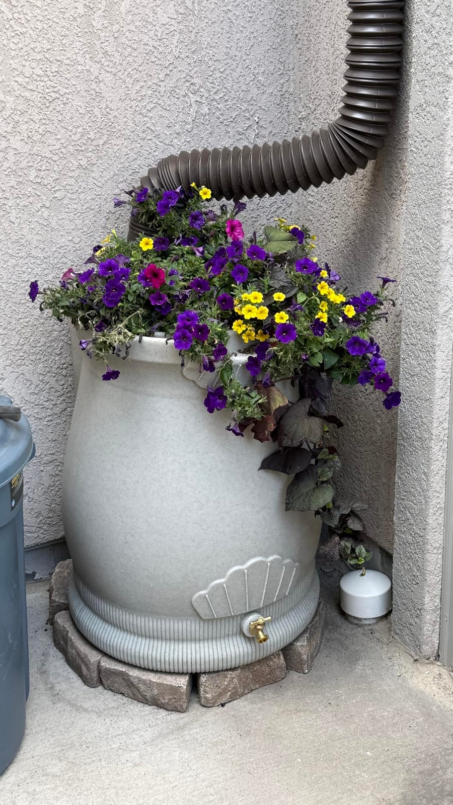 Rain Wizard Urn Shaped Water Collection Barrel, 50 Gallon | Light Granite- Plastic Resin Rain Barrel, Rainwater Collector with Self-Draining Planter Top & Meshed Screen to Block Debris customer photo 2