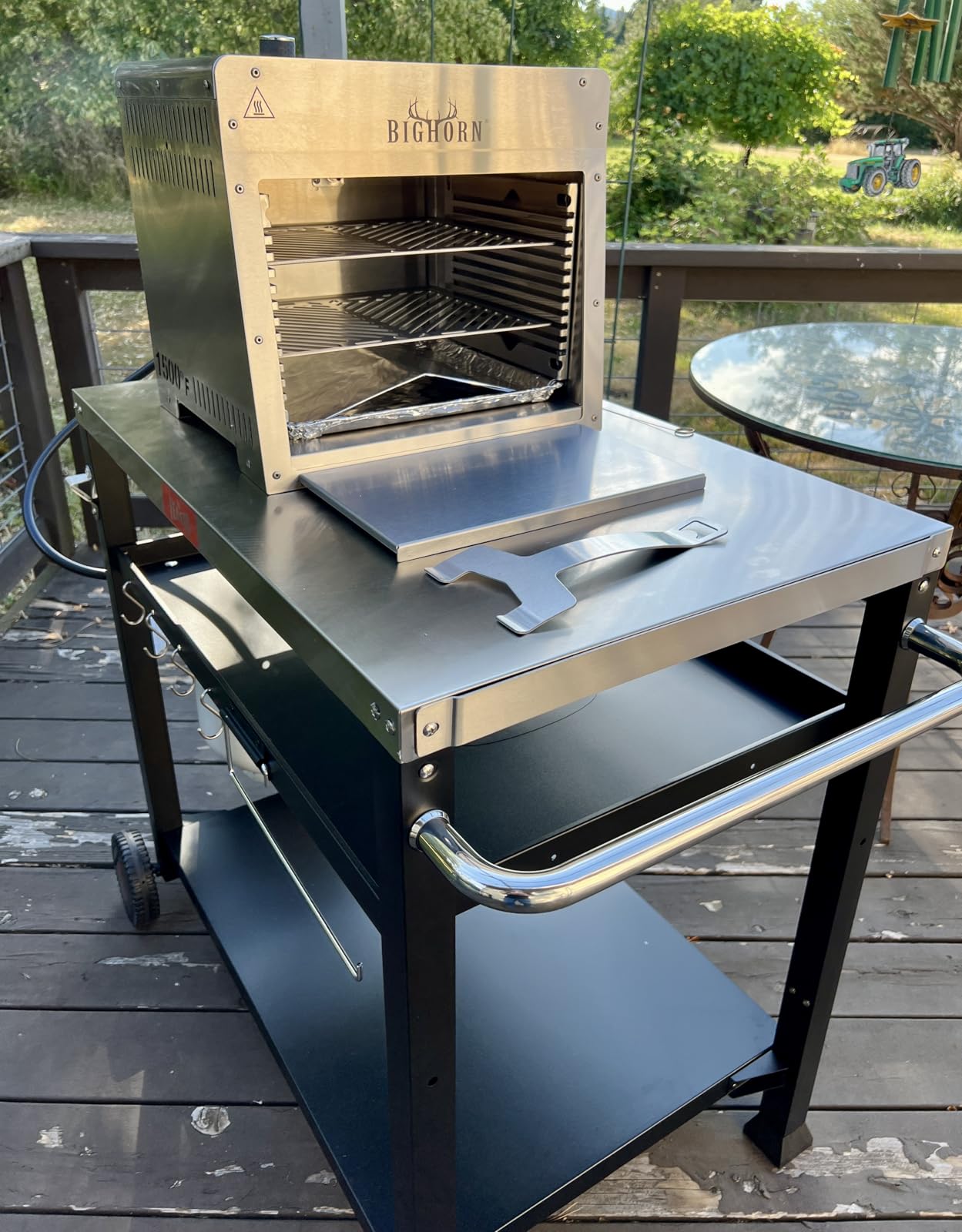 BIG HORN OUTDOORS 1500°F Infrared Propane Gas Grill - Portable Steak Broiler & Sear Station, Outdoor Salamander BBQ, Stainless Steel, 21.2 inch customer photo 1