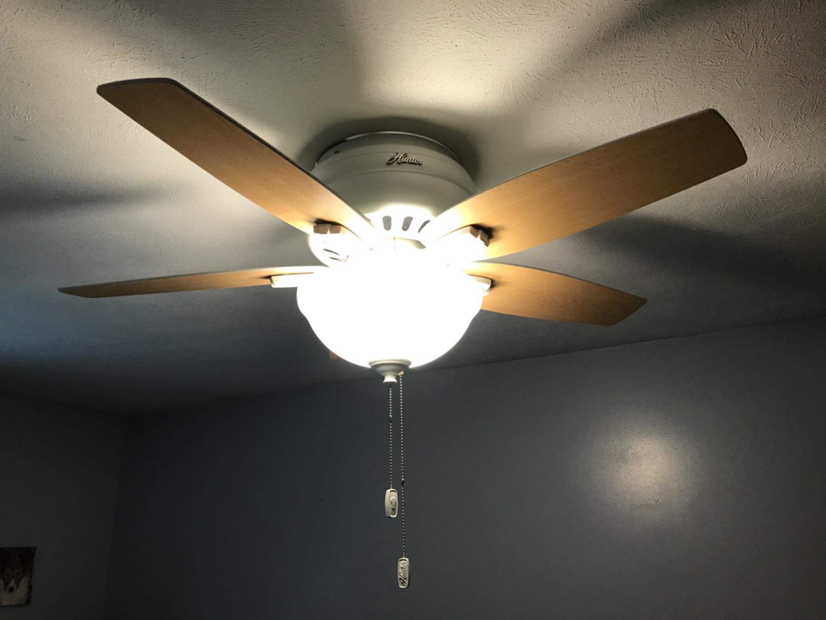 Hunter Newsome, Indoor, Ceiling Fan, with LED Light, 42 inch, Fresh White | Low Profile Flush Mount, Pull Chain, 5 Blades, For Bedroom, Living Room, 51080 customer photo 1