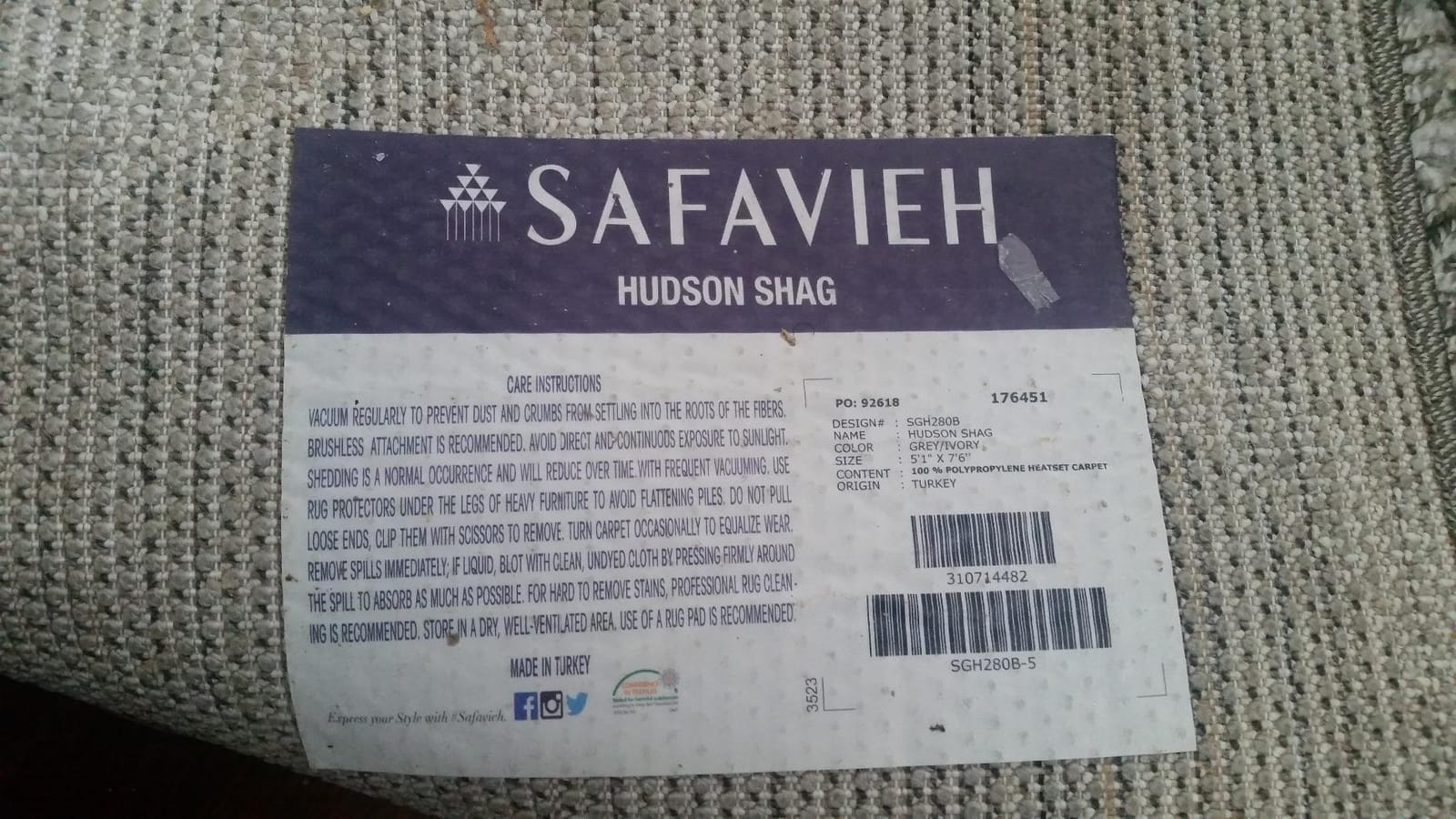 SAFAVIEH Hudson Shag Rug 8x10, Plush Trellis Large Ivory & Beige SGH280D customer photo 1