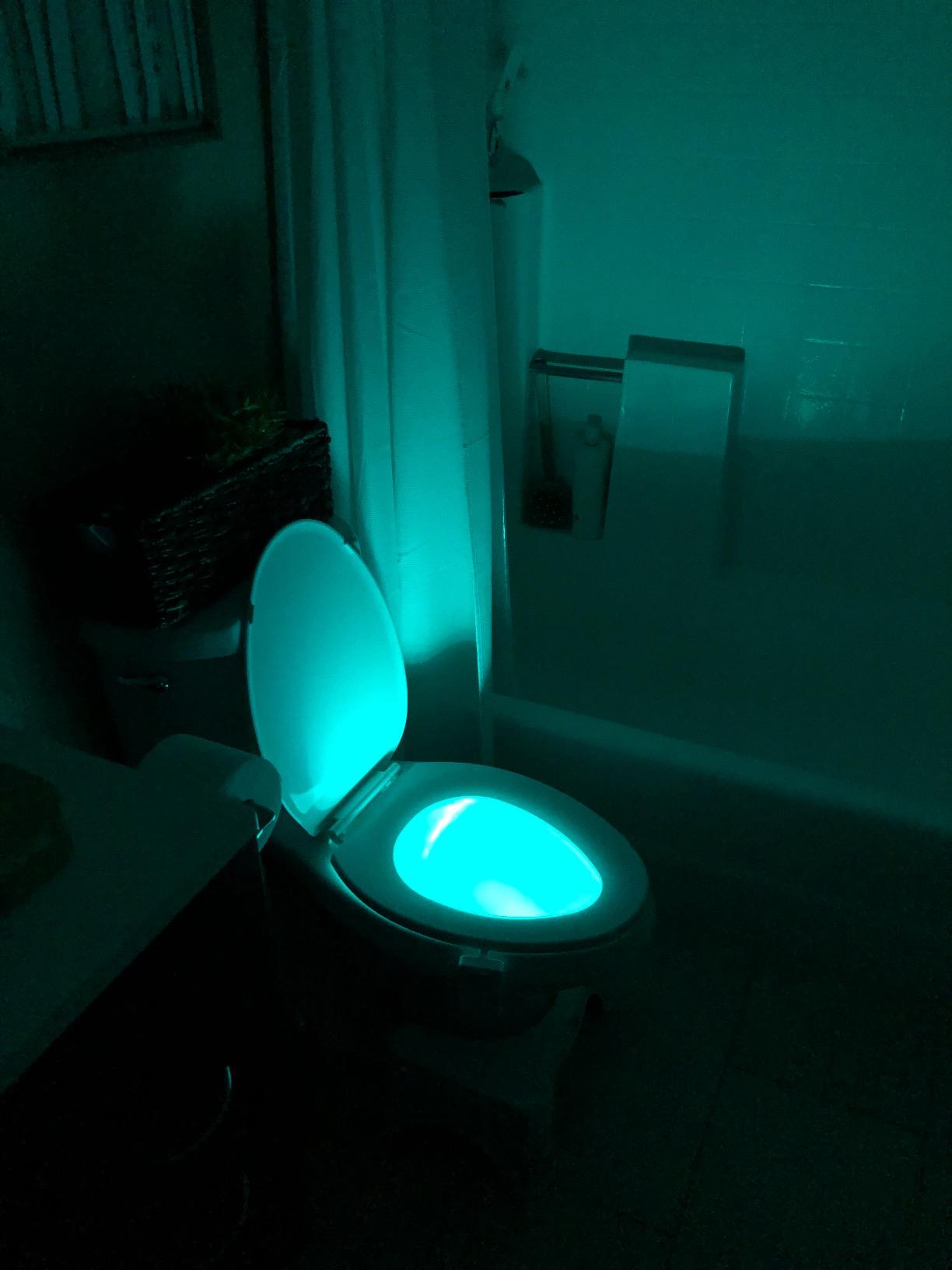 VINTAR Toilet Light Motion Sensor, 16 Color Motion Sensor Toilet Night Light | Toilet Bowl Light for Bathroom Accessories Decor, Cool Gadgets, 5 Stage Dimmer, Light Detection, Battery Not Included customer photo 1