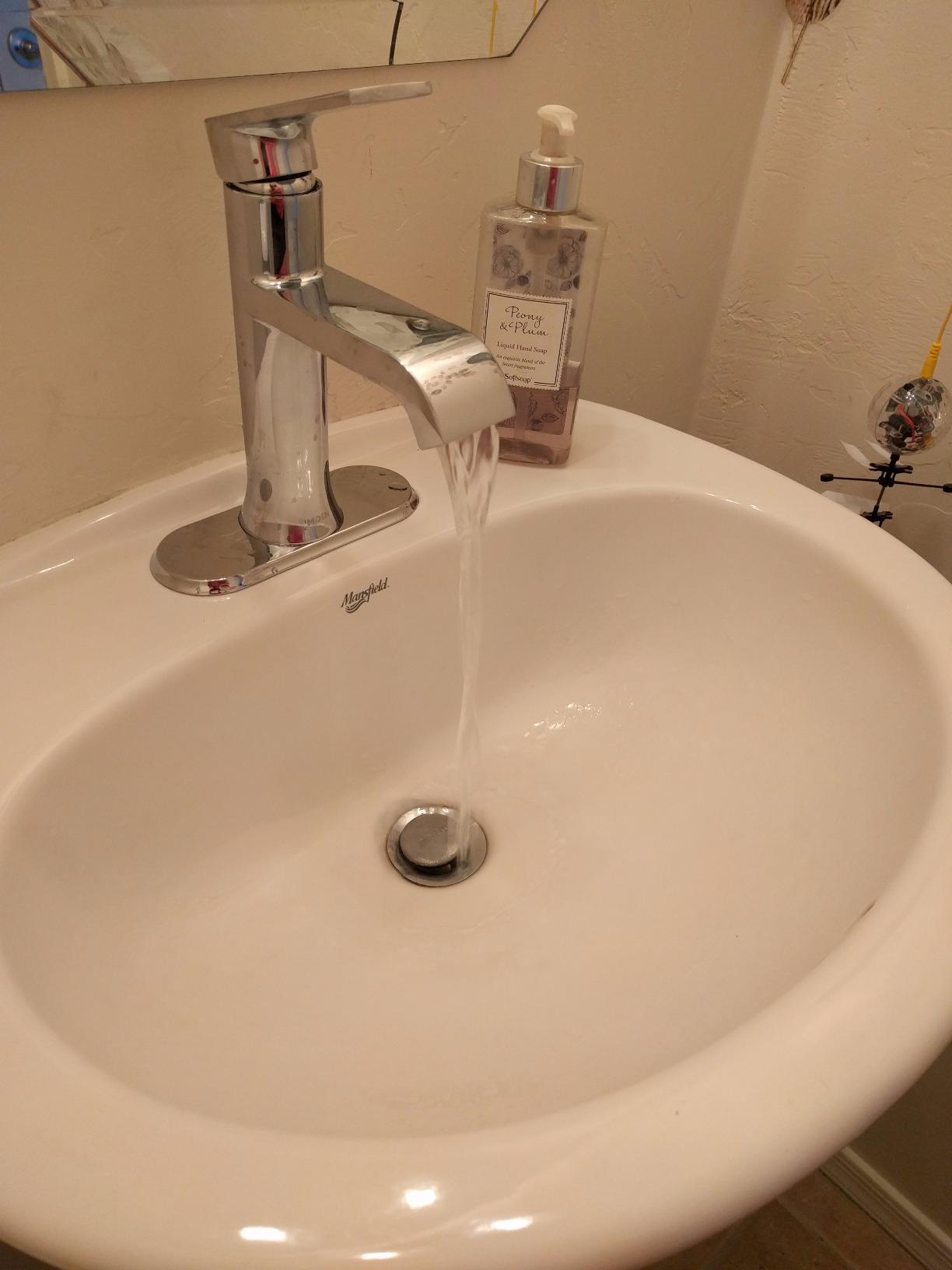 Moen Genta LX Chrome One-Handle Modern Bathroom Sink Faucet with Optional Deckplate and Low-Arc Spout for Bath Countertop, 6702 customer photo 1
