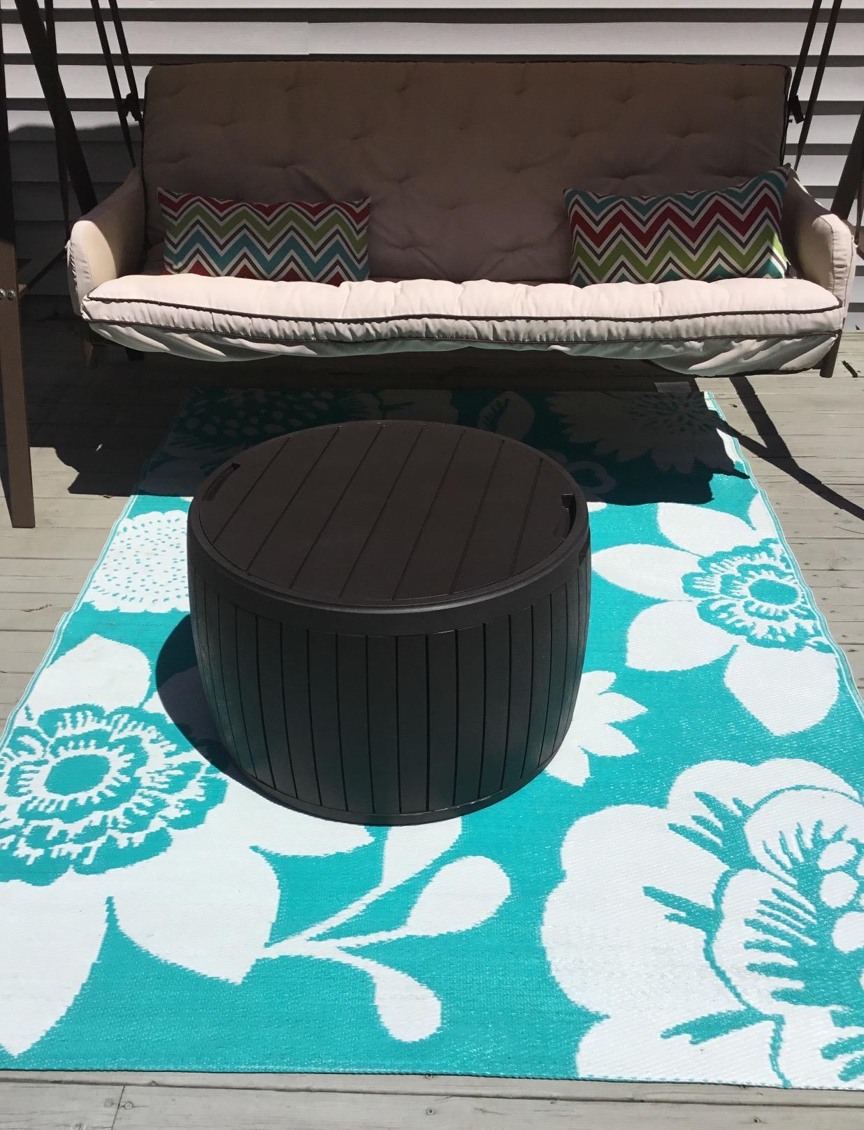 Keter Circa Outdoor Storage Deck Box, 37 Gallon, Brown | Doubles as Ottoman Chair or Side Table, Resin Seating for Garden, Pool & Patio customer photo 1