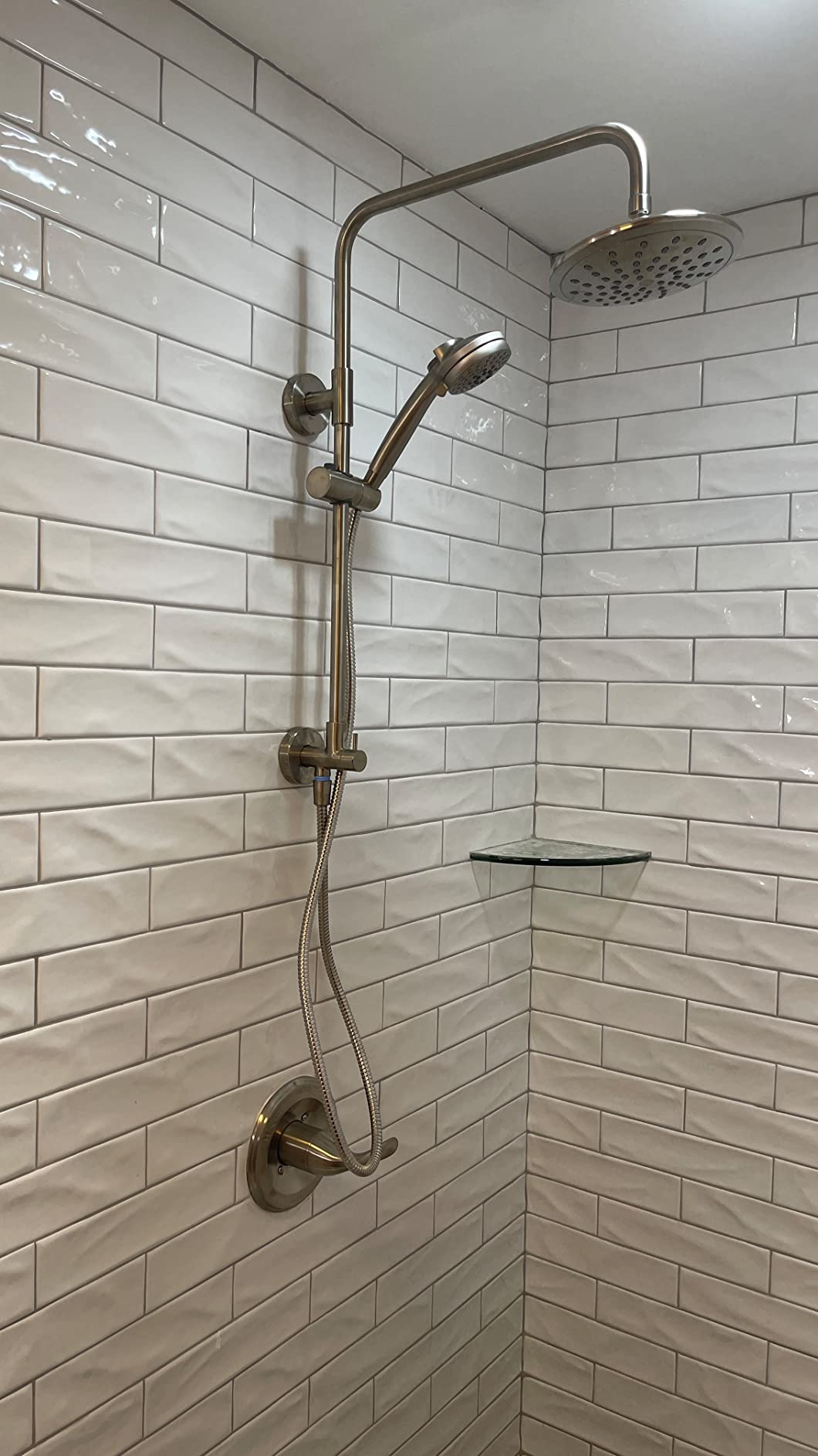 Moen Brushed Nickel 8-Inch Fixed Single Function Round Wide Rainshower Showerhead, 2.5 GPM, 6345BN customer photo 1