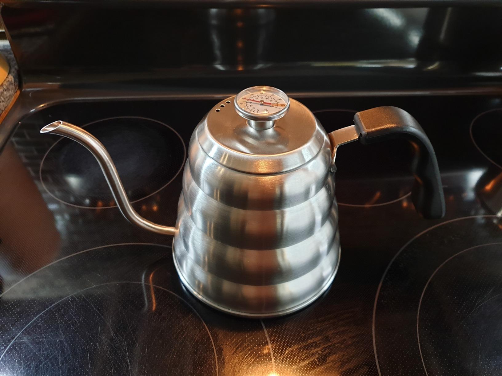 Barista Warrior Gooseneck Kettle with Thermometer - 1.2L Pour Over Coffee & Tea Kettle, 18/8 Stainless Steel Gooseneck Kettle Pot, Precision Pour Drip Spout, Suitable for All-Stoves (40 fl oz) customer photo 2