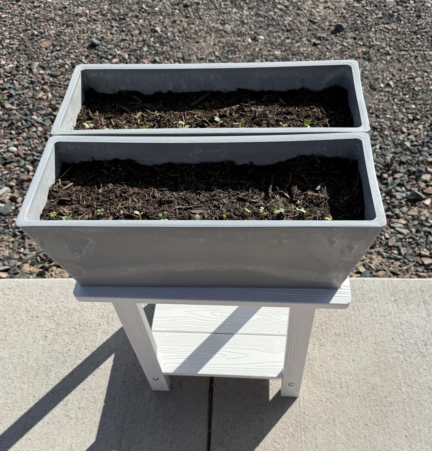 Arcadia Garden Products PSW Pot Collection 17.5 inch Plastic/Stone/Wood Composite Window Box Rectangular Planter, Taupe customer photo 2