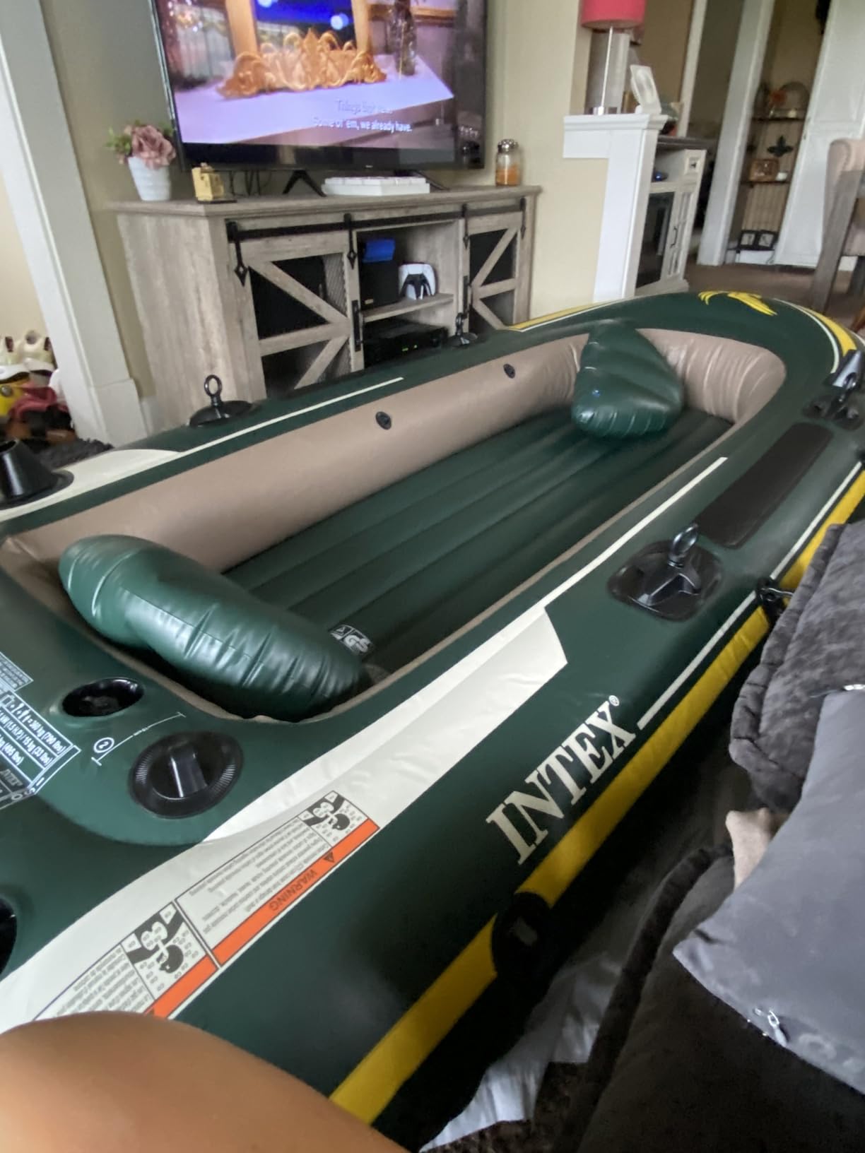 INTEX Seahawk Inflatable Boat Series: Includes Boat Oars and High-Output Pump - Fishing Rod Holders - Gear Pouch customer photo 2