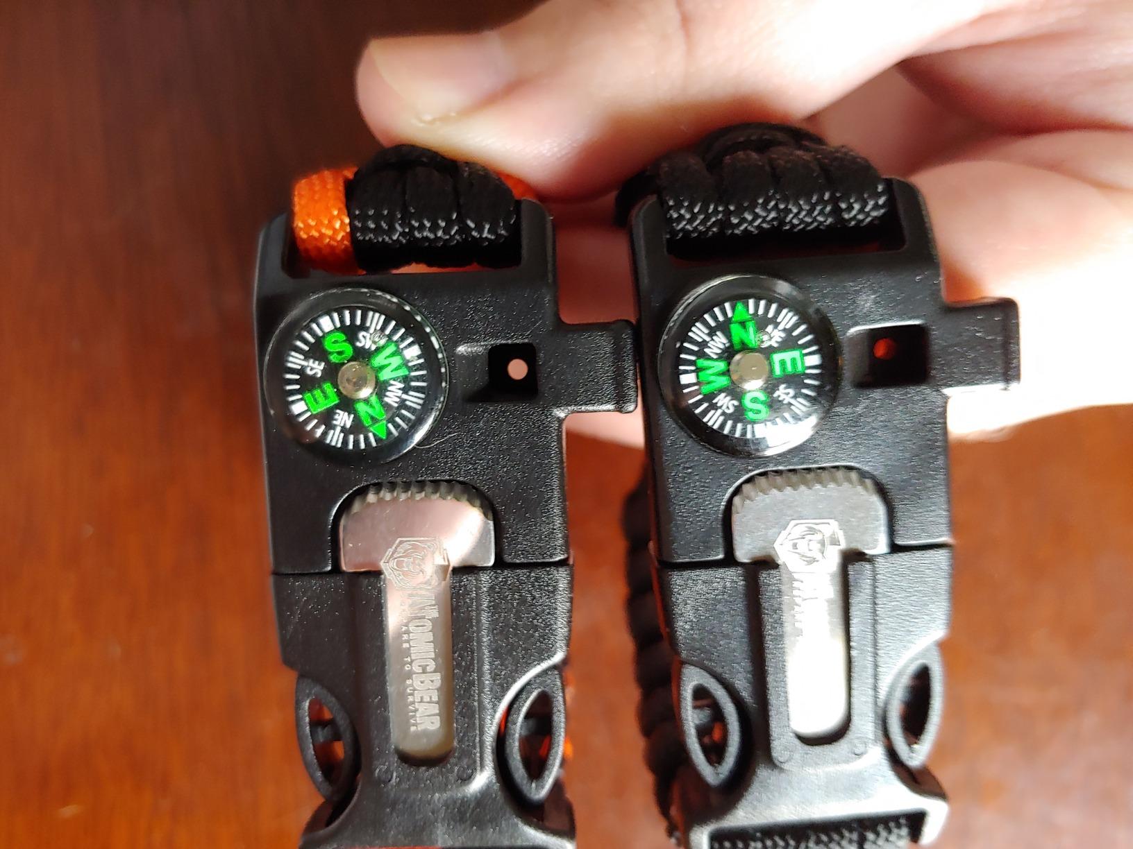 Atomic Bear Paracord Bracelet (2 Pack) - Adjustable - Fire Starter - Loud Whistle - Perfect for Hiking, Camping, Fishing and Hunting - Black & Black+Orange customer photo 1