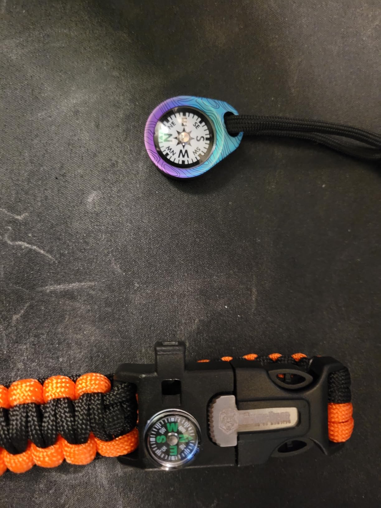 Atomic Bear Paracord Bracelet (2 Pack) - Adjustable - Fire Starter - Loud Whistle - Perfect for Hiking, Camping, Fishing and Hunting - Black & Black+Orange customer photo 2