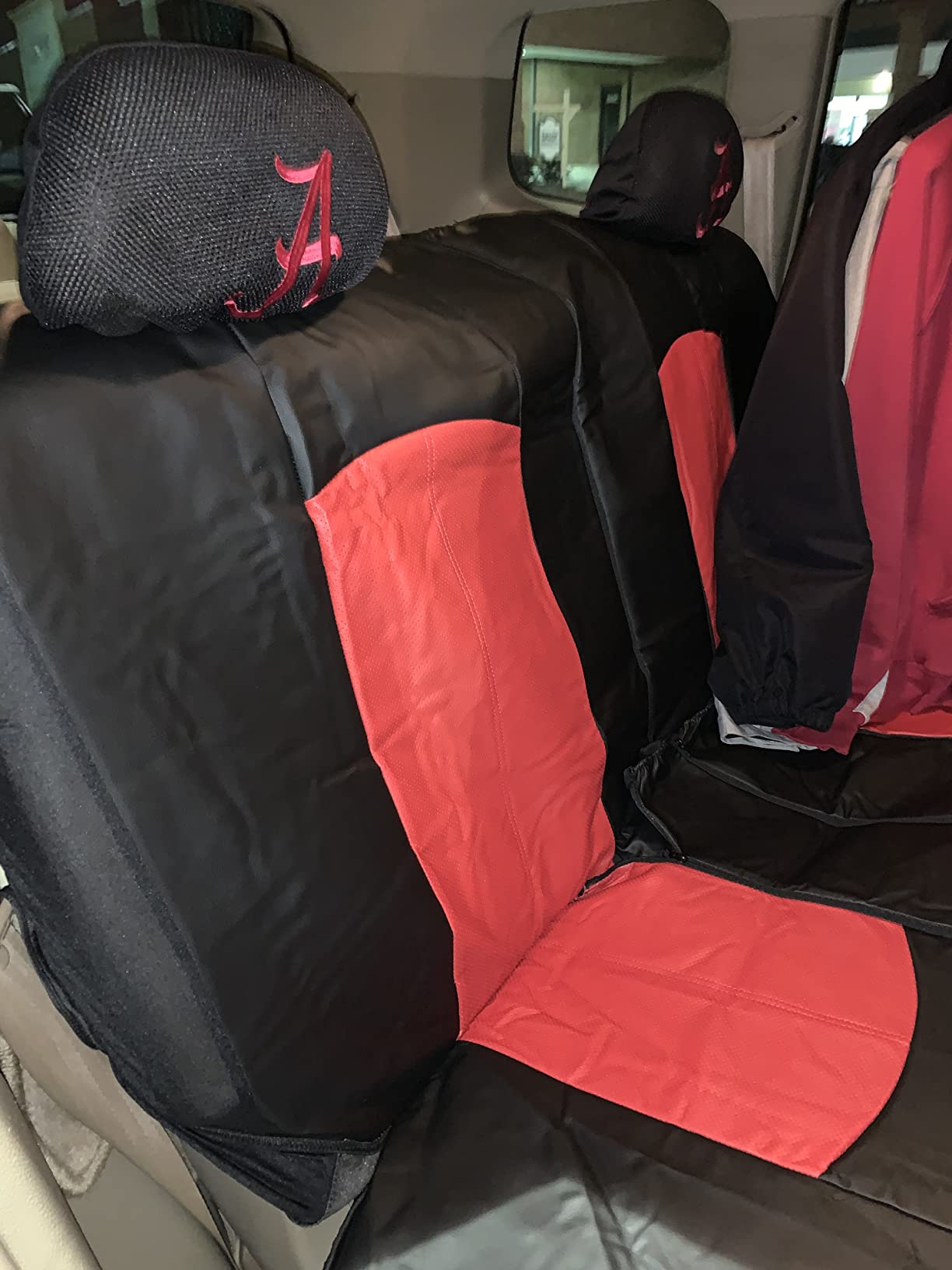 FH Group Perforated Leatherette Three Row Set 7 Seater Car Seat Covers, Airbag Compatible and Split Ready - Universal Fit for Cars, Trucks & SUVs Red customer photo 2