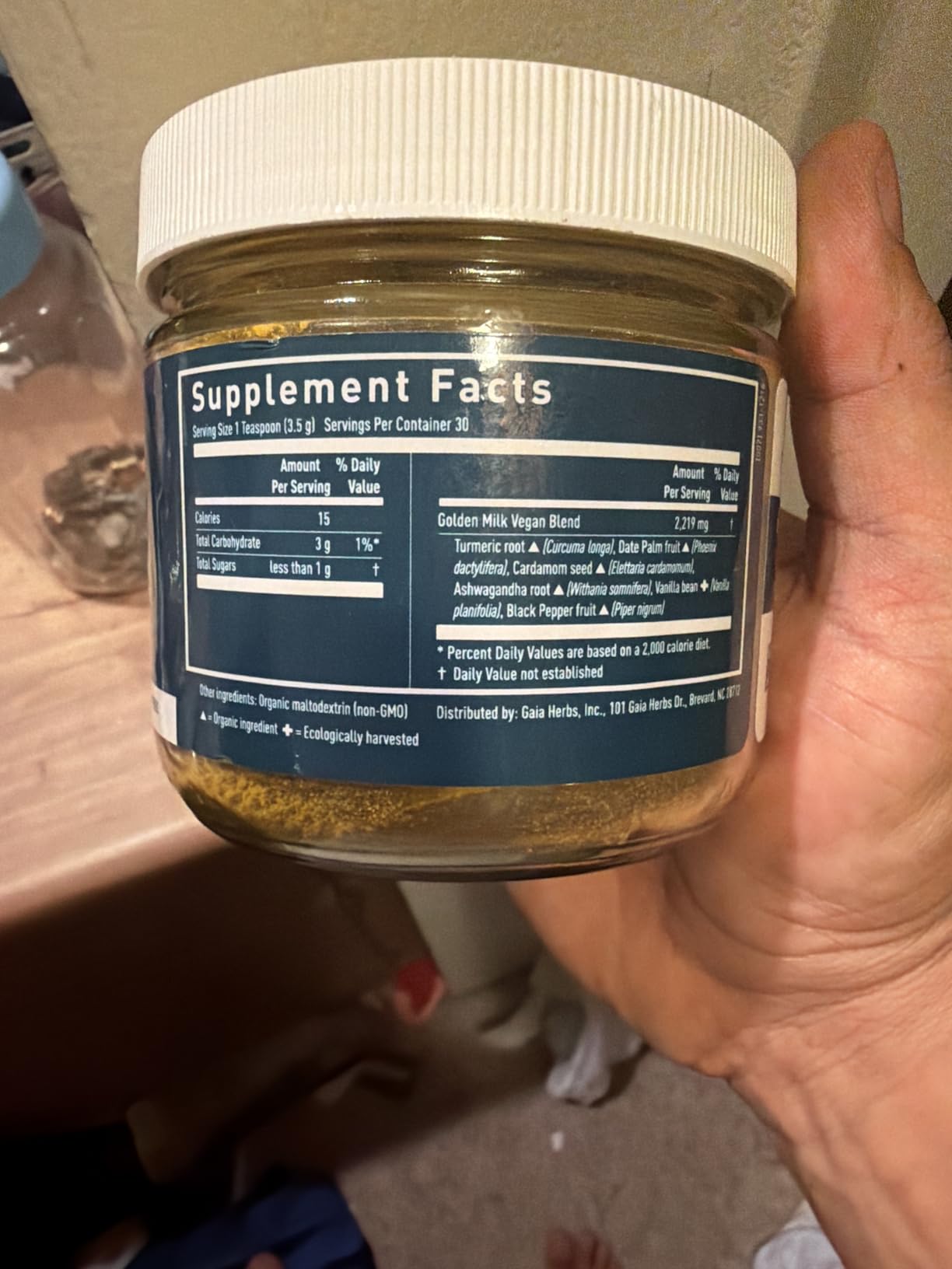 Gaia Herbs Golden Milk - Traditional Relaxation Support Supplement Powder with Organic Turmeric, Black Pepper, Ashwagandha, Cardamom & Dates for an Ayurvedic Cup of Calm* - 4.3 Oz (About 35 Servings) customer photo 1