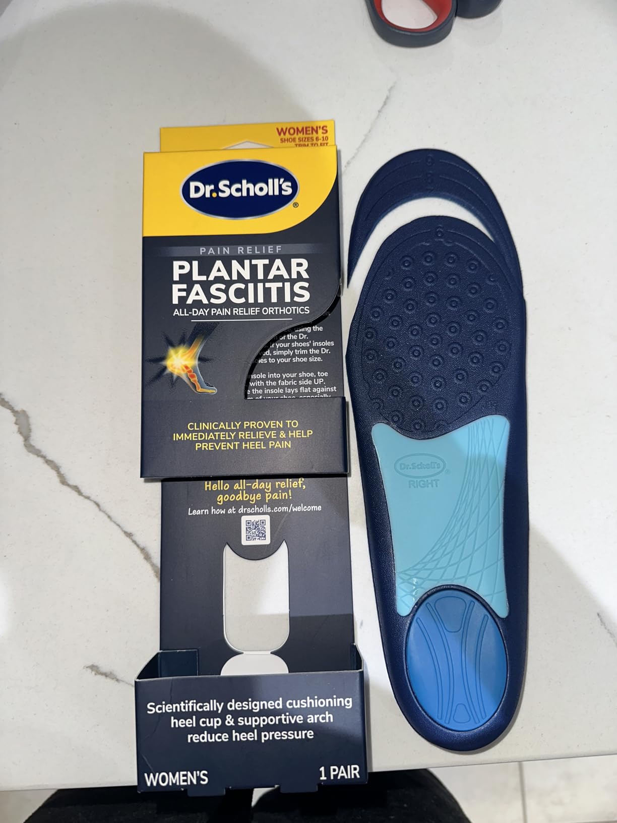 Dr. Scholl's Plantar Fasciitis Relief Orthotic Insoles for Women - The Only Proven Insole to Stop Plantar Fasciitis from Coming Back, Immediately Relieves Pain, Heel Spurs, Arch Support Inserts customer photo 1