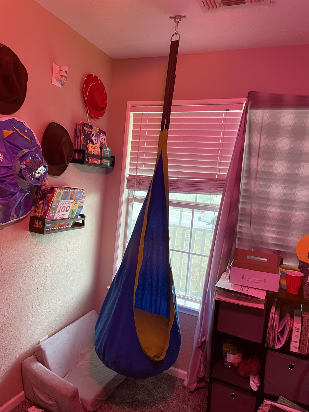 OUTREE Kids Pod Swing Seat, Cotton Child Hammock Swing Chair, Sensory Swing for Indoor and Outdoor Use, Blue customer photo 2