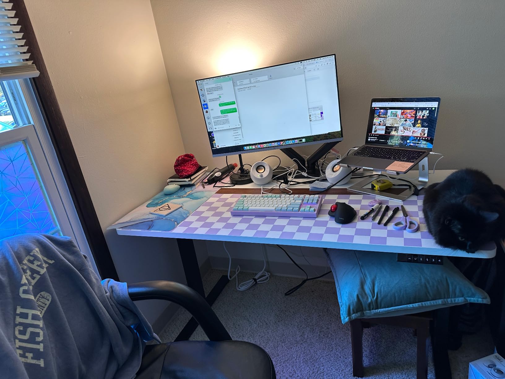 VIVO Dual Monitor Stand, Fully Adjustable Arms for 17 to 32 inch Screens, Mechanical Articulating Desk Mount, Gaming and Office Setups, VESA 75x75, 100x100, Max 19.8 lbs, Black, STAND-V002O customer photo 1