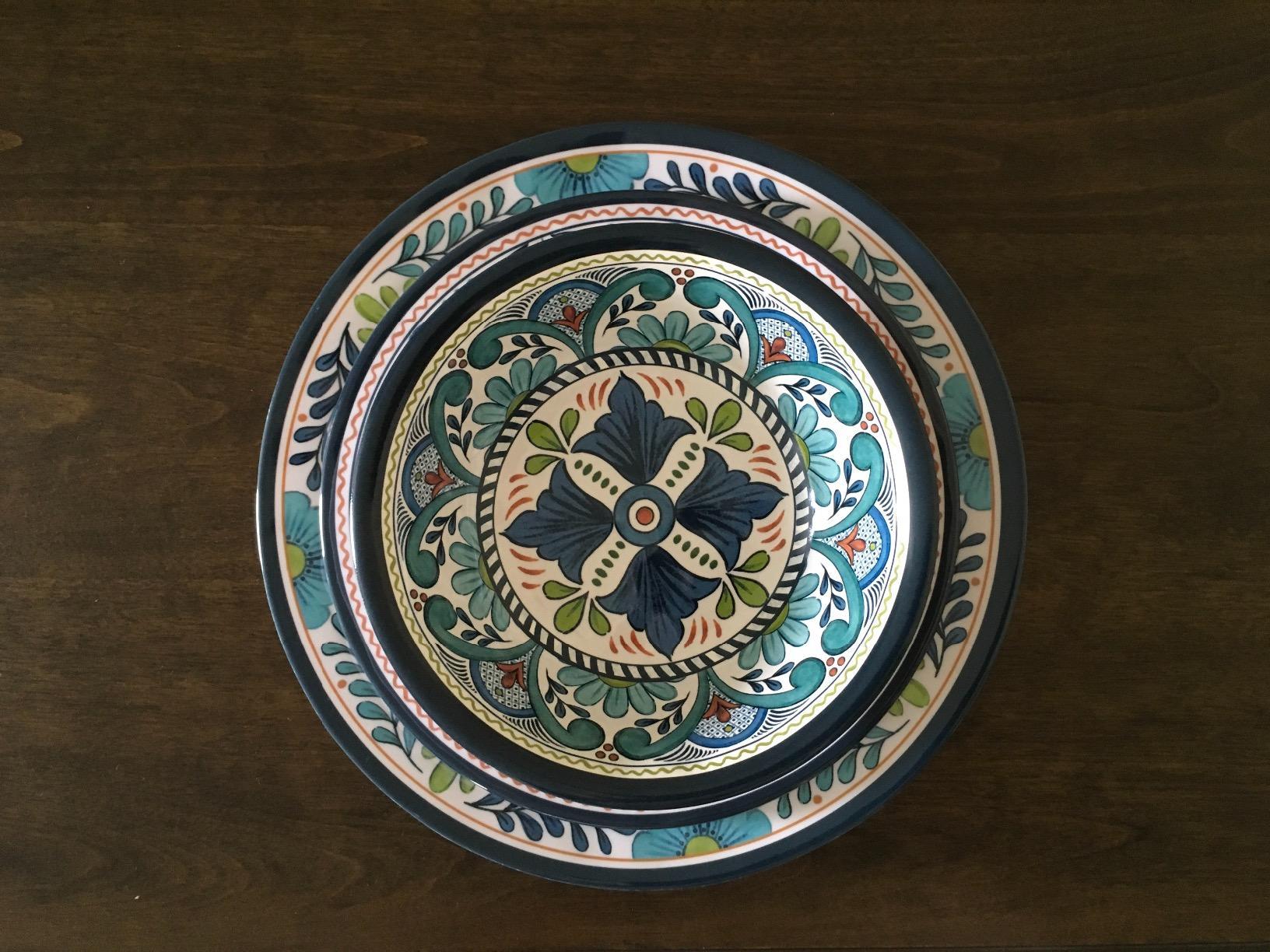 Talavera Melamine 12-Piece Dinnerware Set - Multicolored Plates and Bowls for 4, Spanish Tile-Inspired, Durable, Lightweight, Shatterproof, Dishwasher Safe, Indoor Outdoor Tableware customer photo 2