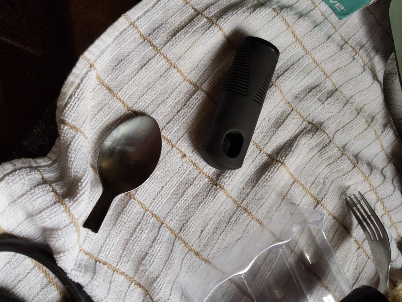 Vive Adaptive Utensil Set - Arthritis Aid Silverware for Parkinsons, Hand Tremors - Easy Grip for Shaking and Trembling Hands - Heavy Stainless Steel Spoon (Regular) customer photo 1