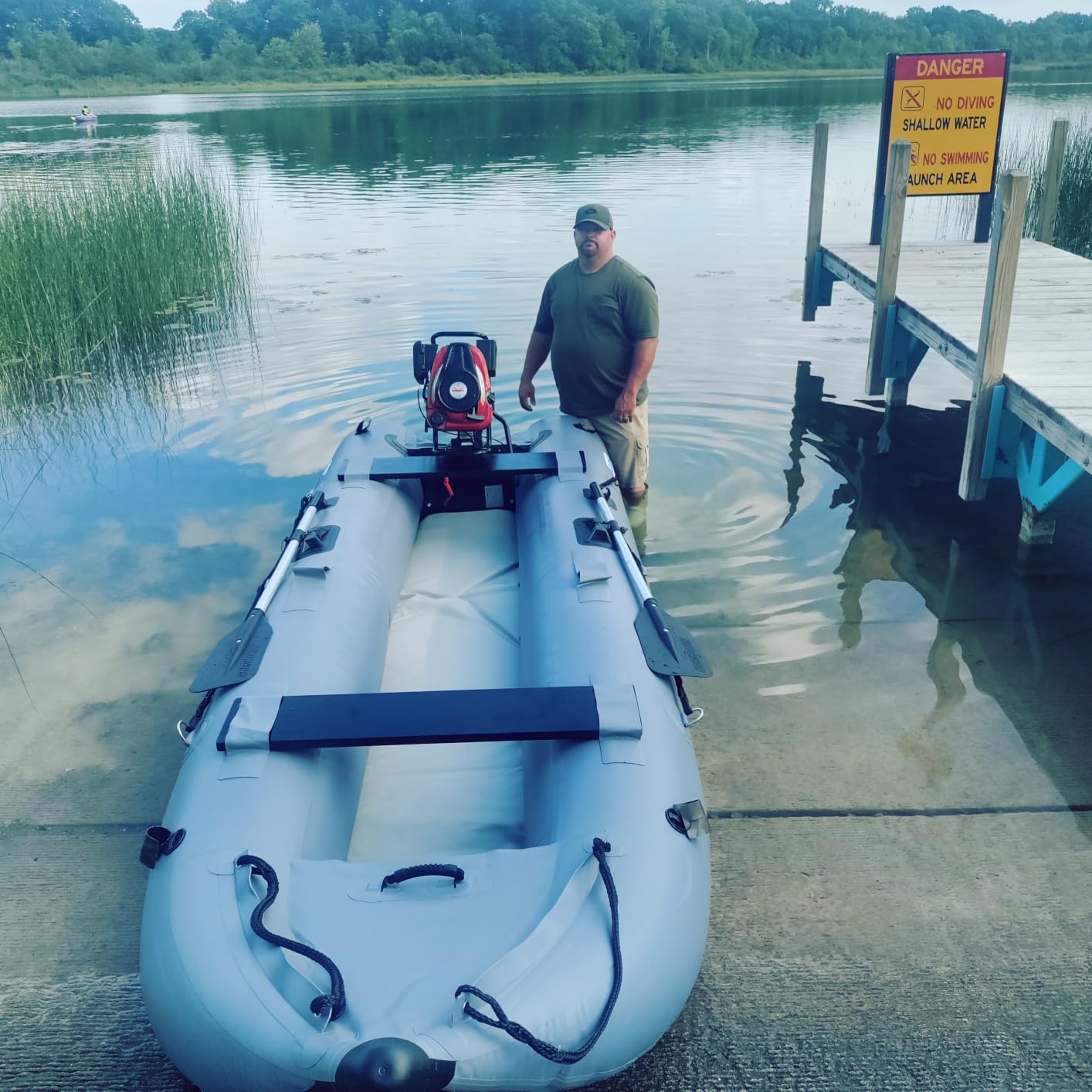 BRIS 14.1ft Inflatable Boat Inflatable Kayak 3 Person Kayak Canoe Fishing Pontoon Boat customer photo 1