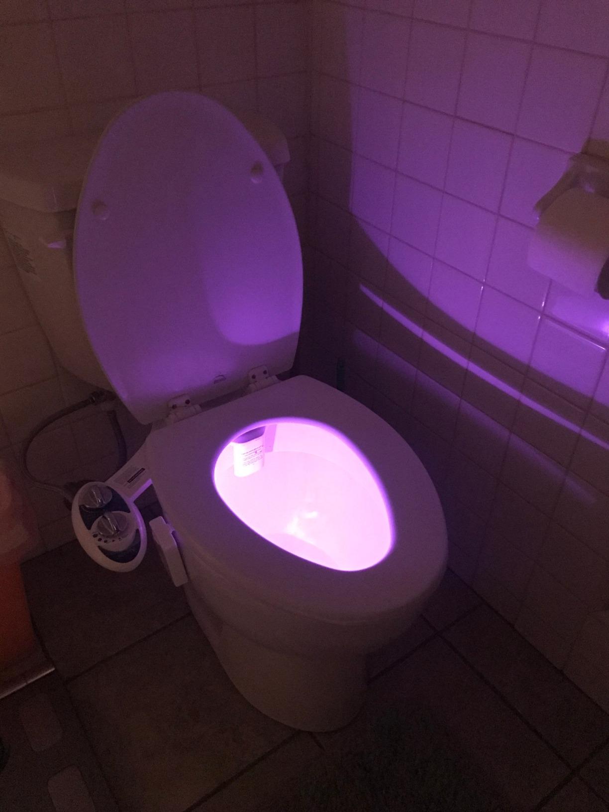 VINTAR 2 Packs Toilet Light, 16 Color Motion Sensor LED Toilet Night Light | Toilet Bowl Light for Bathroom Accessories Decor, Cool Gadgets, 5 Stage Dimmer, Light Detection, Battery Not Included customer photo 2