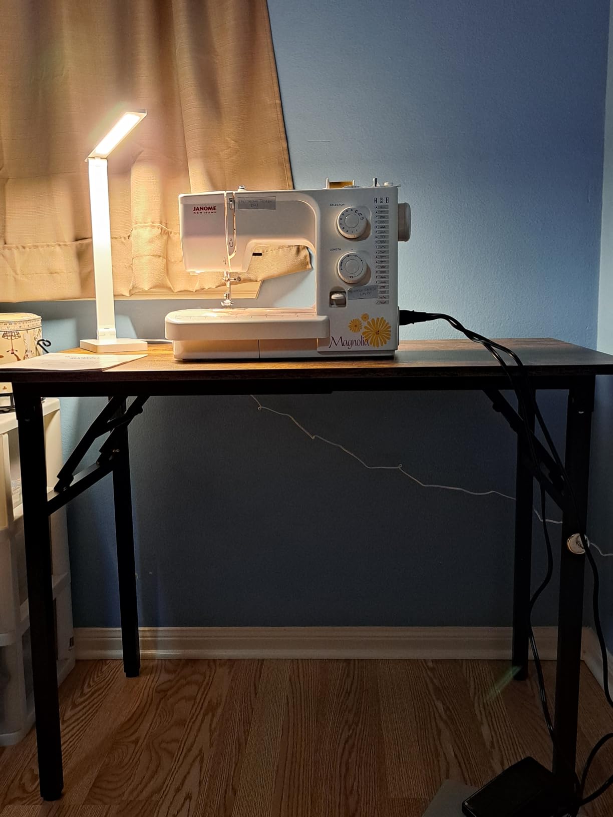 Need Small Computer Desk 31.5 in Folding Home Office Table Black | Black Frame Writing Gaming Work Table/Sturdy Foldable Study Table for Small Space/Dormitory, No Assembly Required customer photo 2