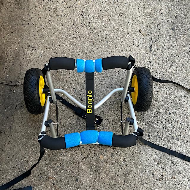 Bonnlo Kayak Cart Canoe Dolly Fishing Kayak Accessories Carrier Foldable Paddle Board Trolley Boat Trailer Transport with NO-Flat Airless Tires Wheels and 2 Ratchet Straps customer photo 2