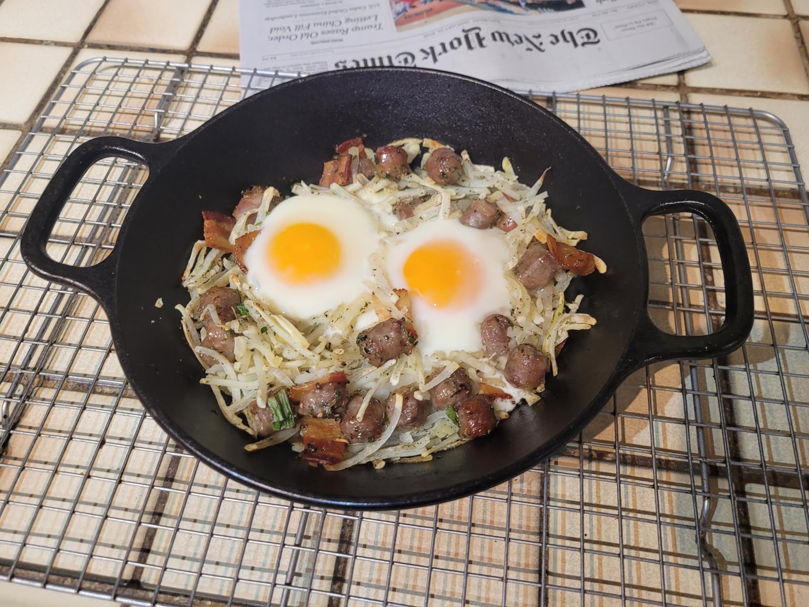 Lodge Pre-Seasoned Cast Iron Dual Handle Pan, PFAS-Free, 10.25 Inches | Cast Iron Dual Handle Pan, Oven & Stovetop Safe, Non-Toxic, Induction Compatible, Made in USA, Naturally Nonstick customer photo 1
