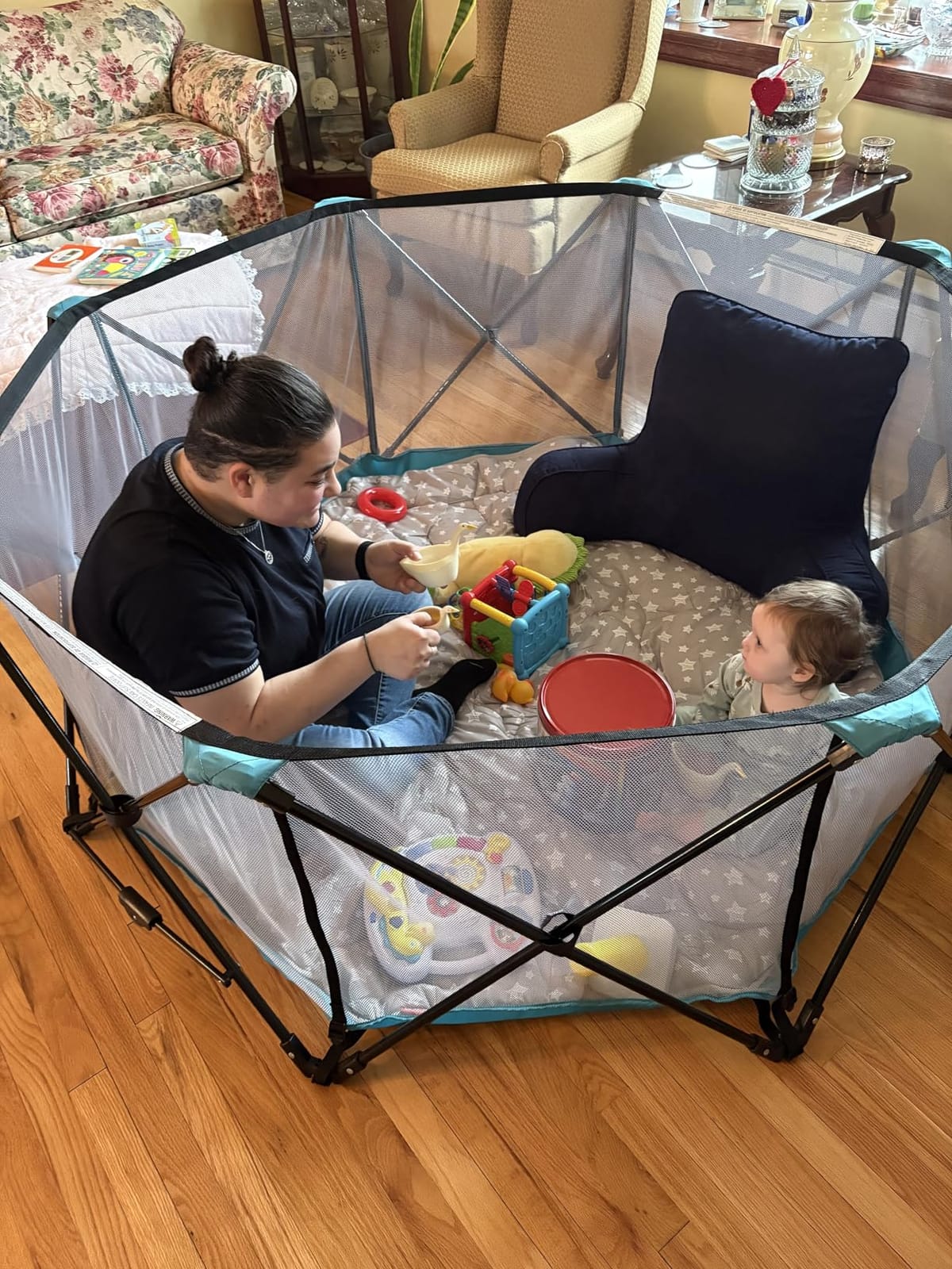 Regalo Safety My Play Deluxe Extra Large Baby Playpen & Portable Play Yard, Foldable 8-Panel Indoor Outdoor Playpen for Babies & Toddlers, Mesh Sides, Washable Nylon Bottom, 62