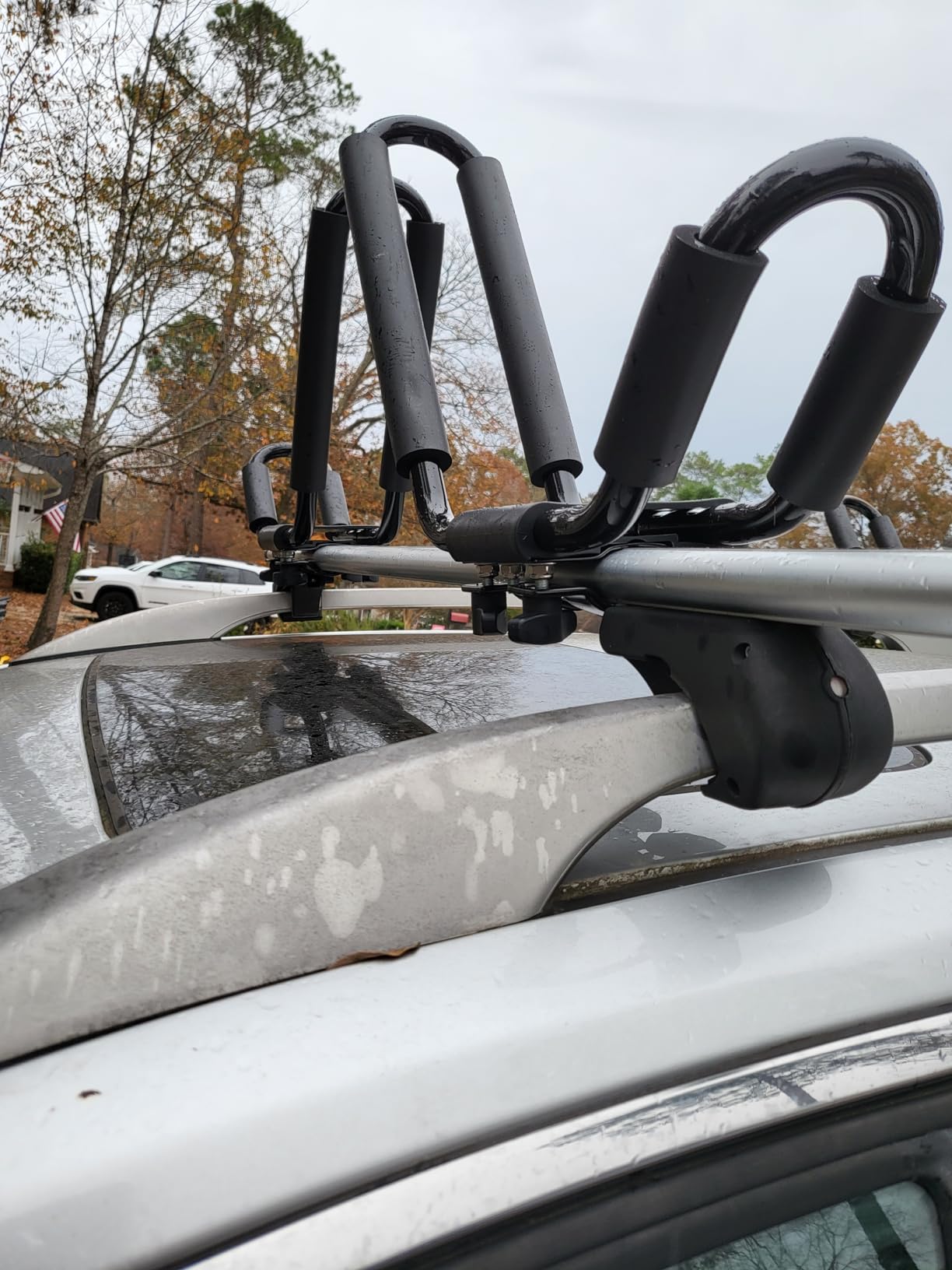 2 Pairs Heavy Duty Kayak Rack-Includes 4 Pcs Ratchet Tie-Mount on Car Roof Top Crossbar-Easy to Carry Kayak Canoe Boat Surf Ski (J-Bar Rack) customer photo 1