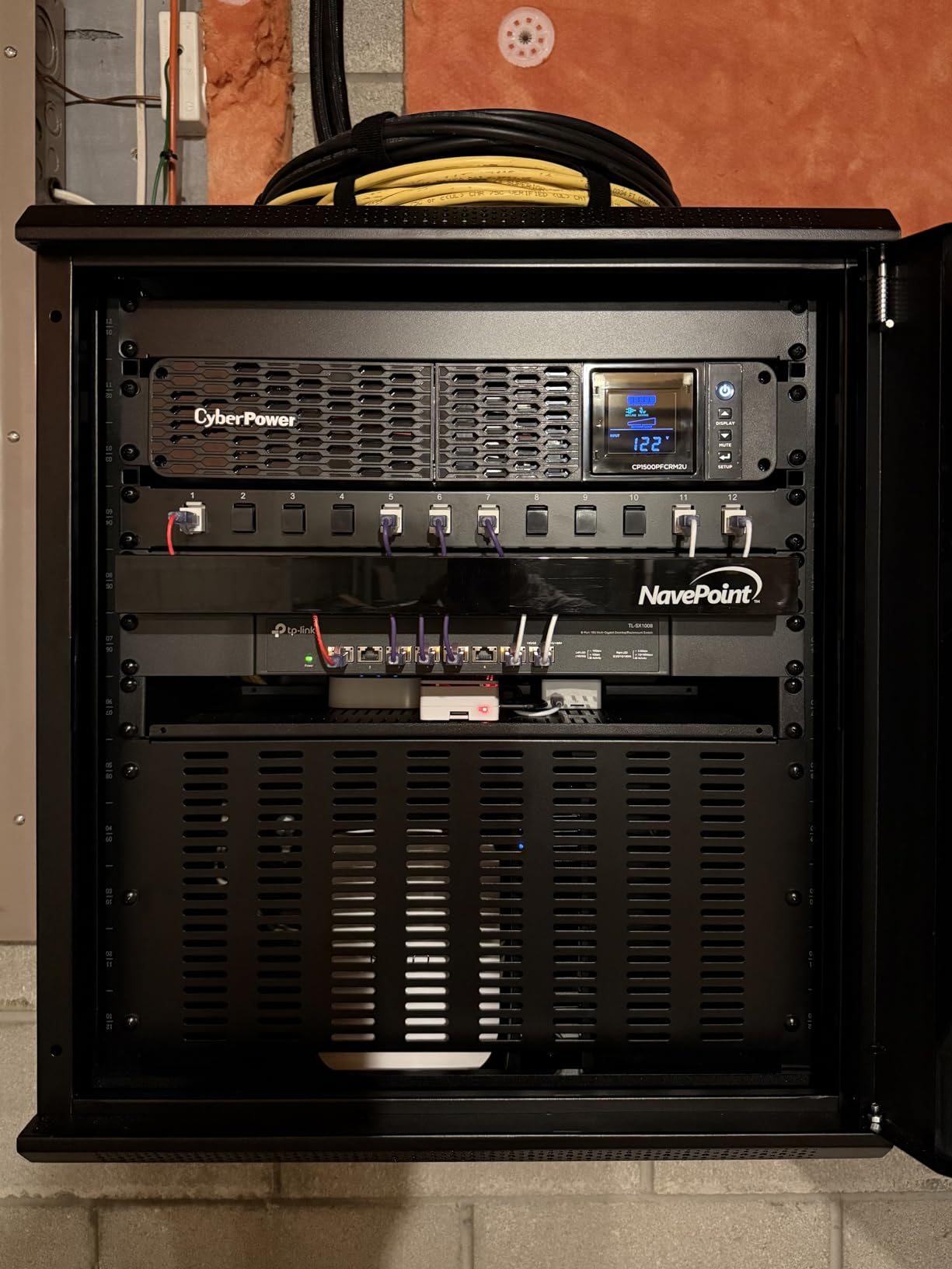 NavePoint 12U Server Rack Enclosure with Glass Door, Cooling Fan, Locks, & Removable Side Panels - 12U Wall Mount Network Cabinet 19 Inch Rack 17.7