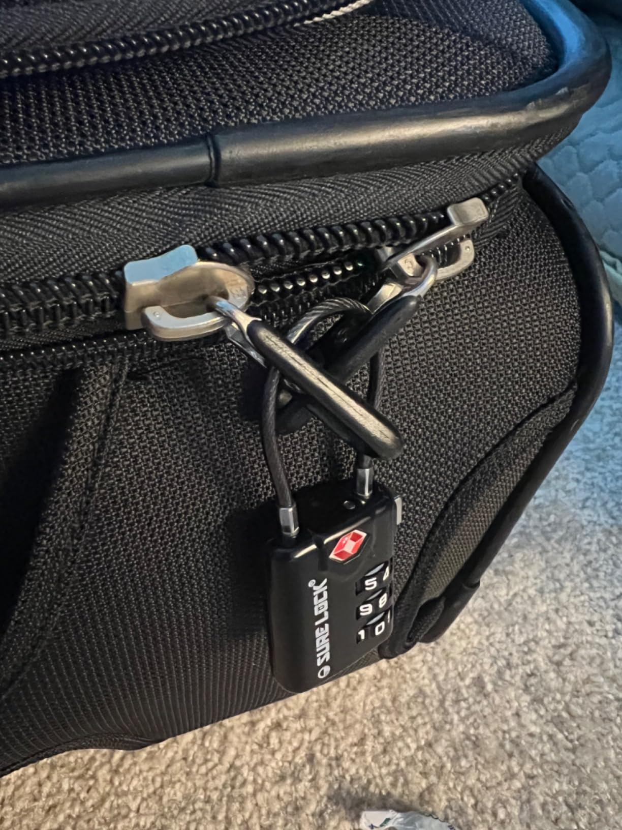 SURE LOCK TSA Approved Luggage Locks with Open Alert Indicator, 3 Digit Combination Cable Travel Lock for Suitcase, Backpack & Travel Bag, 2 Pack Black customer photo 1