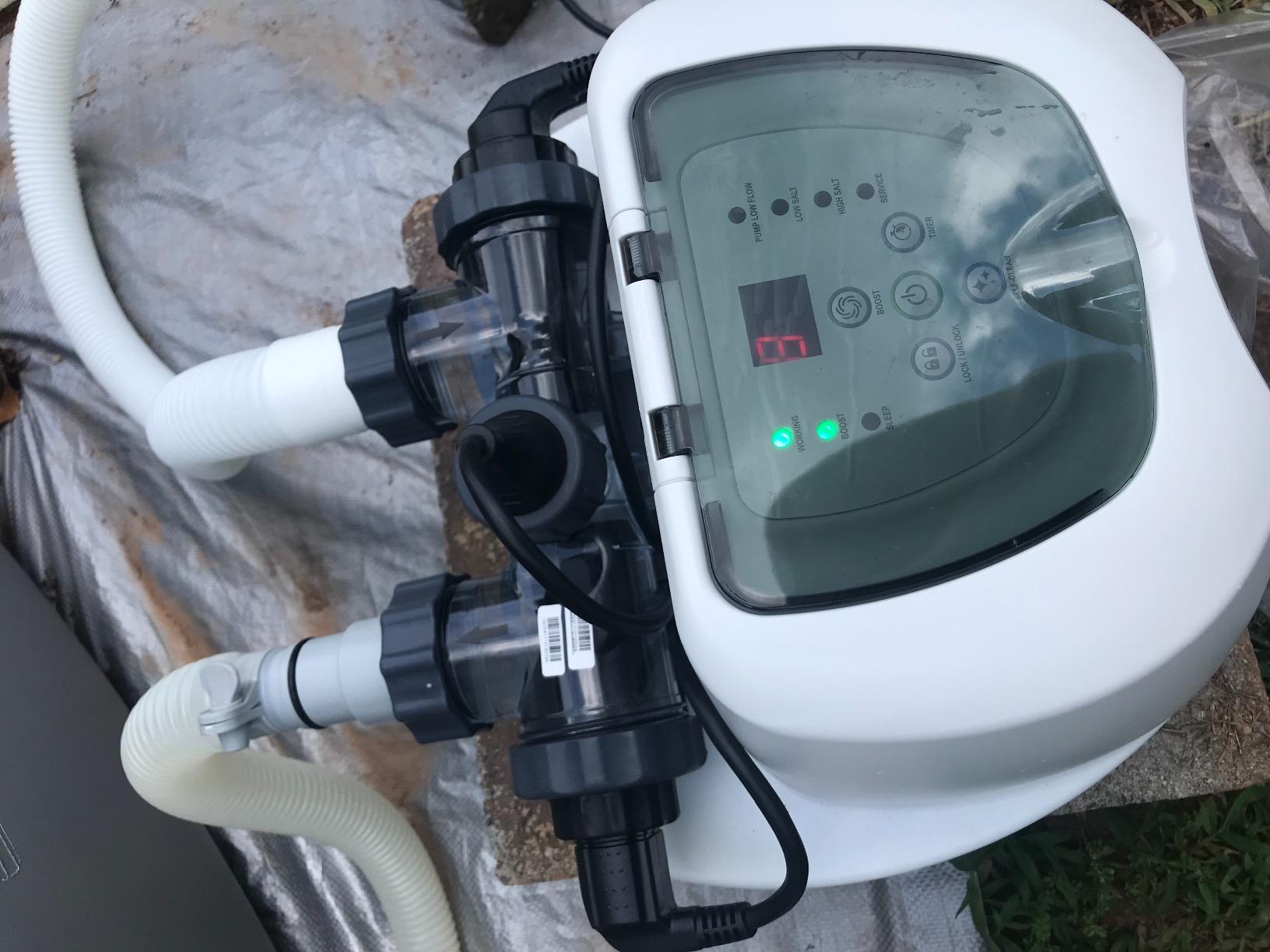 INTEX Krystal Clear Saltwater Pool Chlorine System for Above Ground Pools up to 15,000 Gallons, Pool Cleaner with Automatic Timer and Self Cleaning customer photo 1