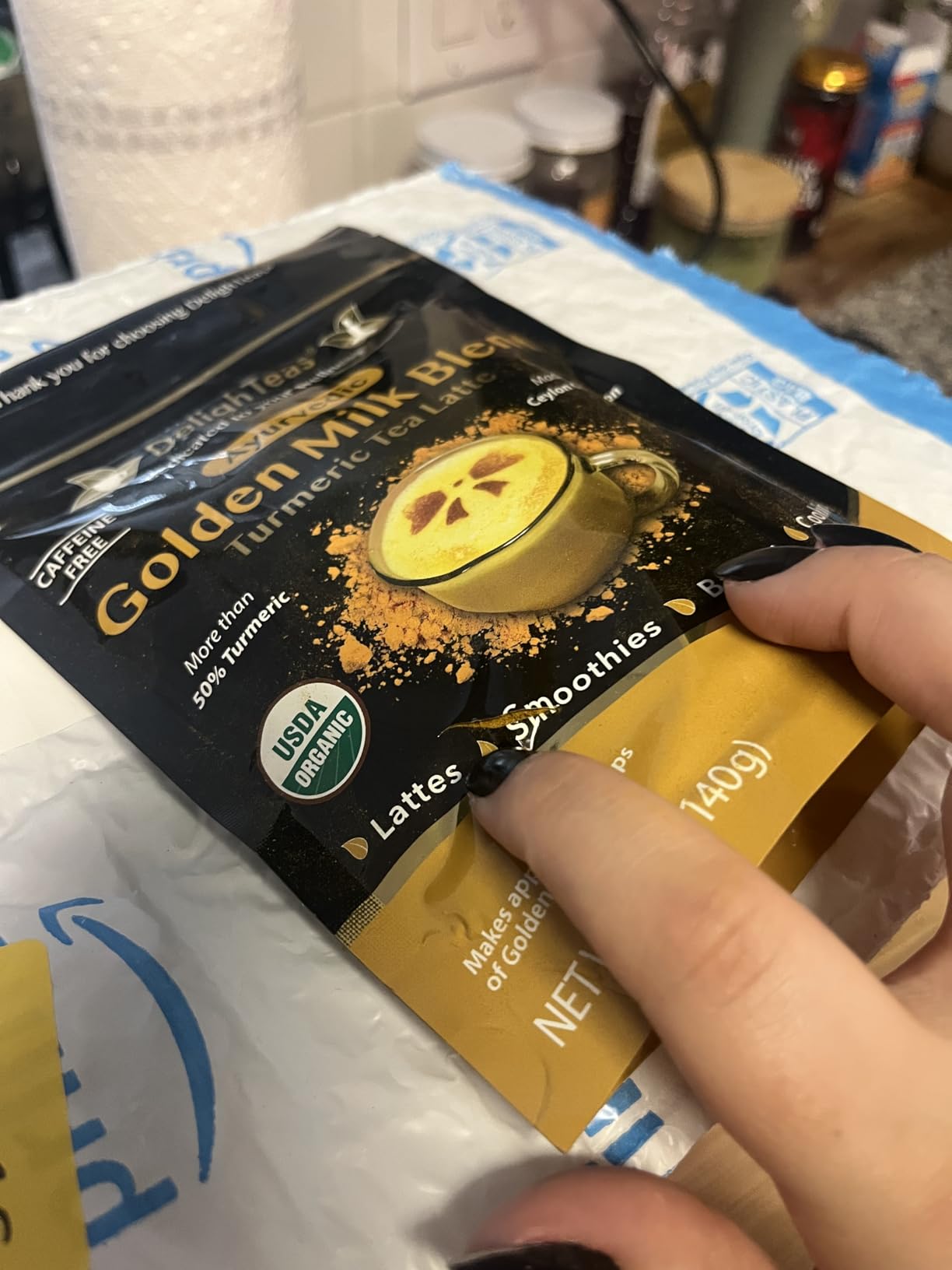 DelighTeas Organic Golden Milk Powder with Turmeric, Ginger, Ceylon Cinnamon | Ayurvedic Spices for Golden Turmeric Latte | Unsweetened, Vegan, Non-GMO, Keto | 120 Servings, 5 oz. customer photo 2