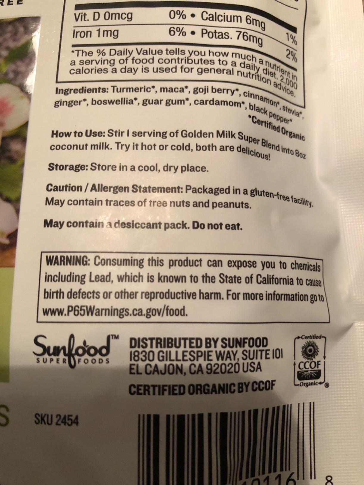 Sunfood Superfoods Organic Golden Milk Super Blend - Turmeric Latte Powder Mix with Ginger, Black Pepper, Cinnamon & Cardamom Spices, Vegan, USDA Organic, Gluten Free - 6 oz customer photo 1