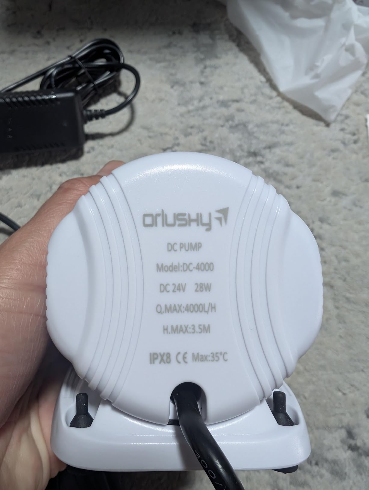 Orlushy dc-12000 Controllable DC Aquarium Pump 80W 3100GPH - Marine Wavemaker Return Pump with Sine Wave Controller for Salt/Freshwater Fish Reef Tank Sump Circulation customer photo 1