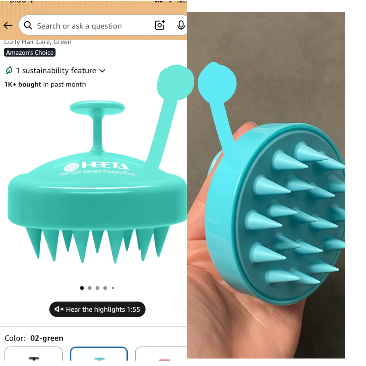 HEETA Scalp Massager Hair Growth Scrubber for Dandruff Removal Hair Care | Silicone Head Massager Relaxing, Shampoo Brush Cleansing Exfoliating for All Hair Type, Easy-Grip, Bath Shower Accessories customer photo 2