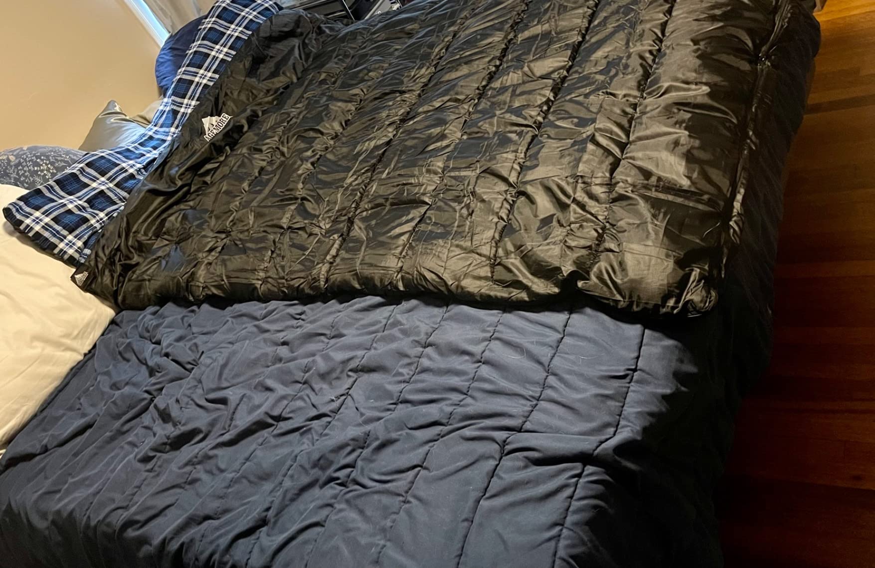 Cotton Flannel Double Sleeping Bag, 2 Person Camping Sleeping Bag | Queen Size for Adults Couples Family Camping Backpacking Hiking or Rv Traveling, Lightweight and Waterproof, 3-4 Season Use customer photo 2