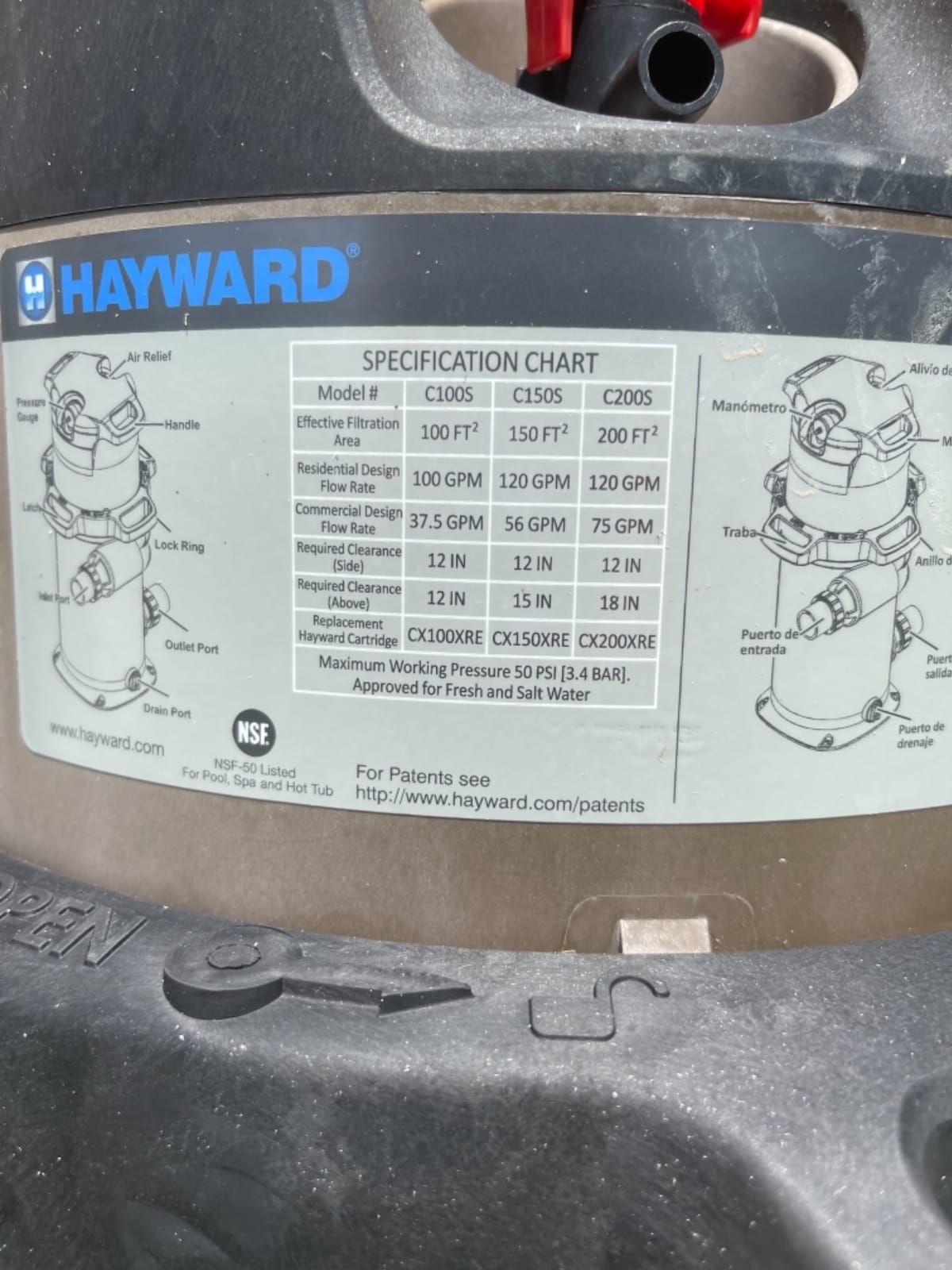 Hayward 100 Square Feet Replacement Clean Water Pool Filter Cartridge Element Outdoor for Swimming Pool, Hot Tub, and Spa, White customer photo 1